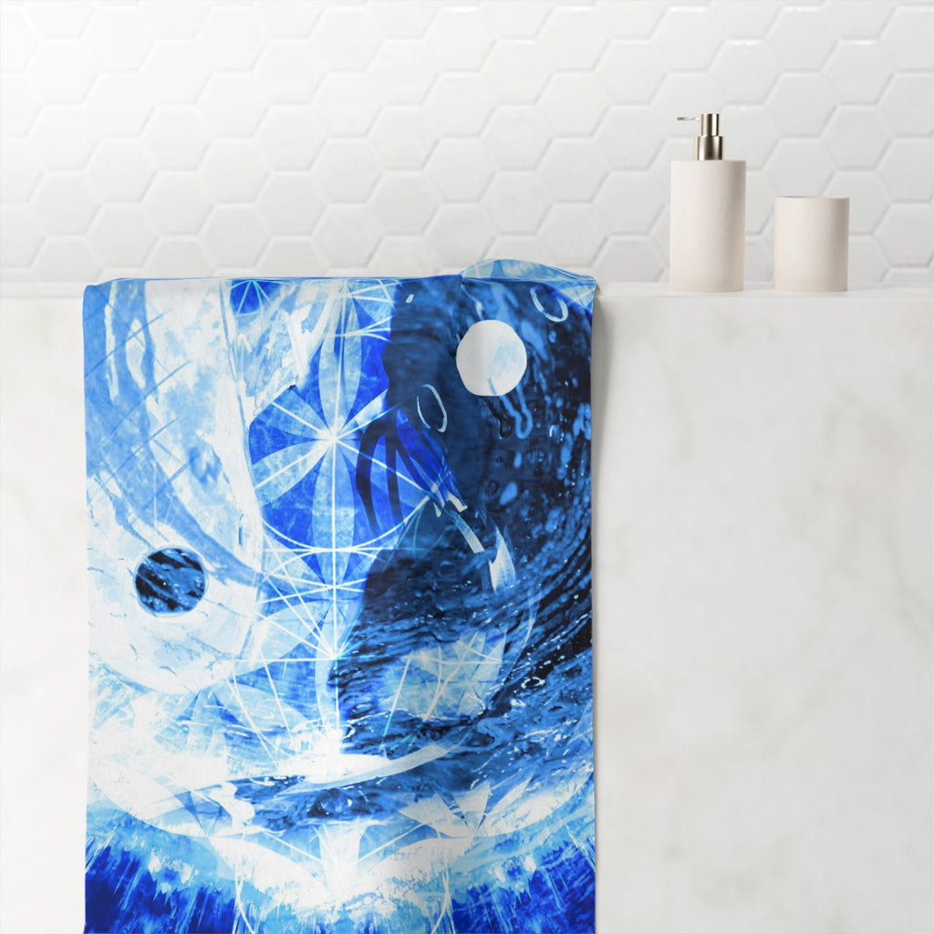 Amen Jin's Blue Sun Koi Meditations Mink-Cotton Towel