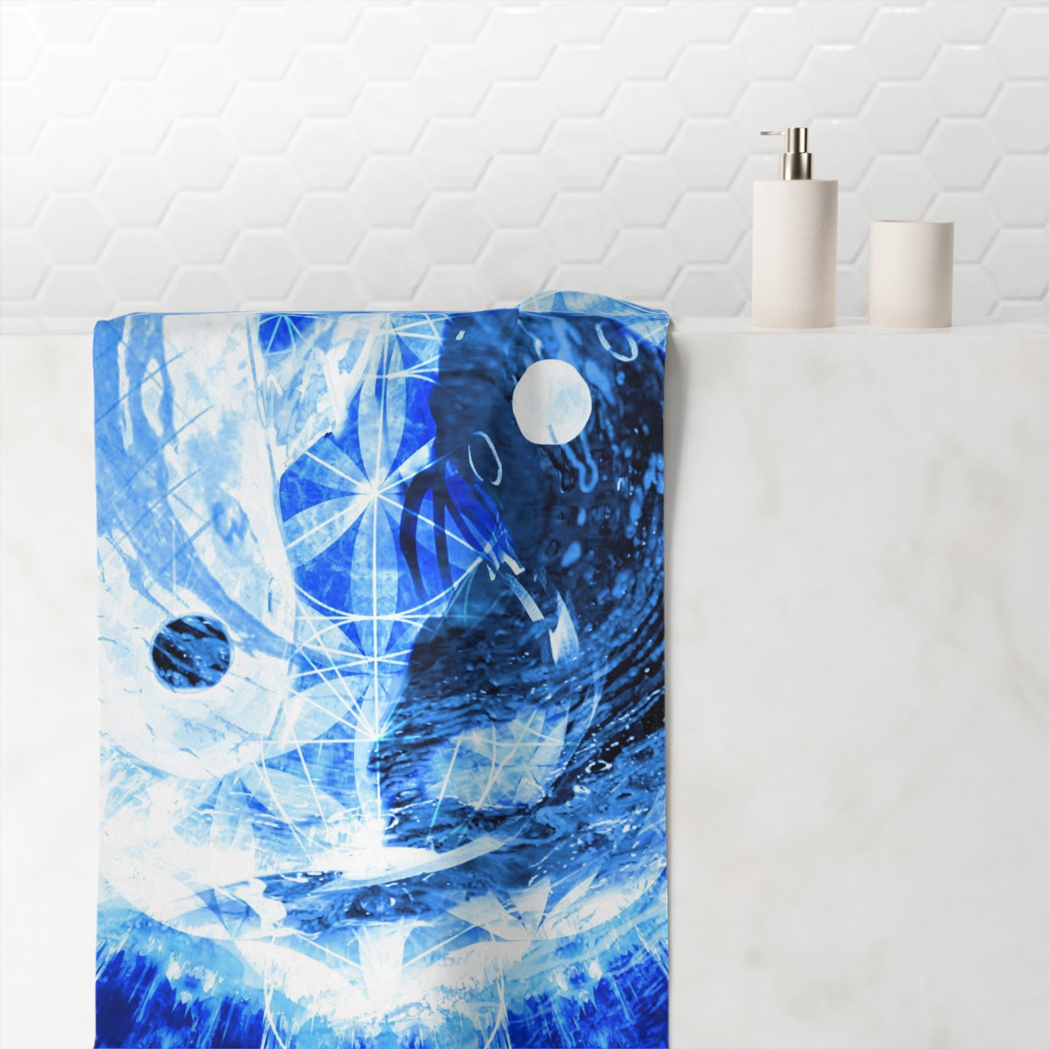 Amen Jin's Blue Sun Koi Meditations Mink-Cotton Towel
