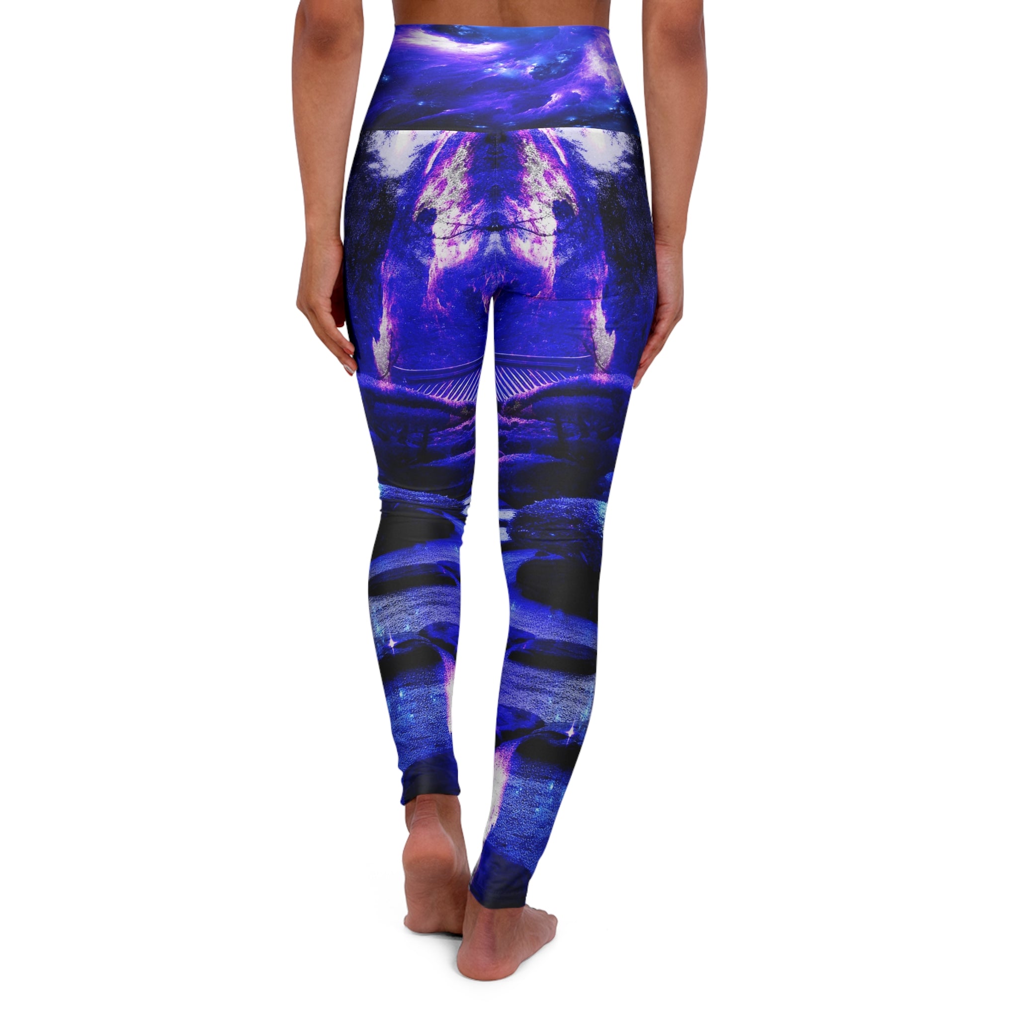 Amethyst Sapphire Tranquil Garden Dreams High Waisted Yoga Leggings