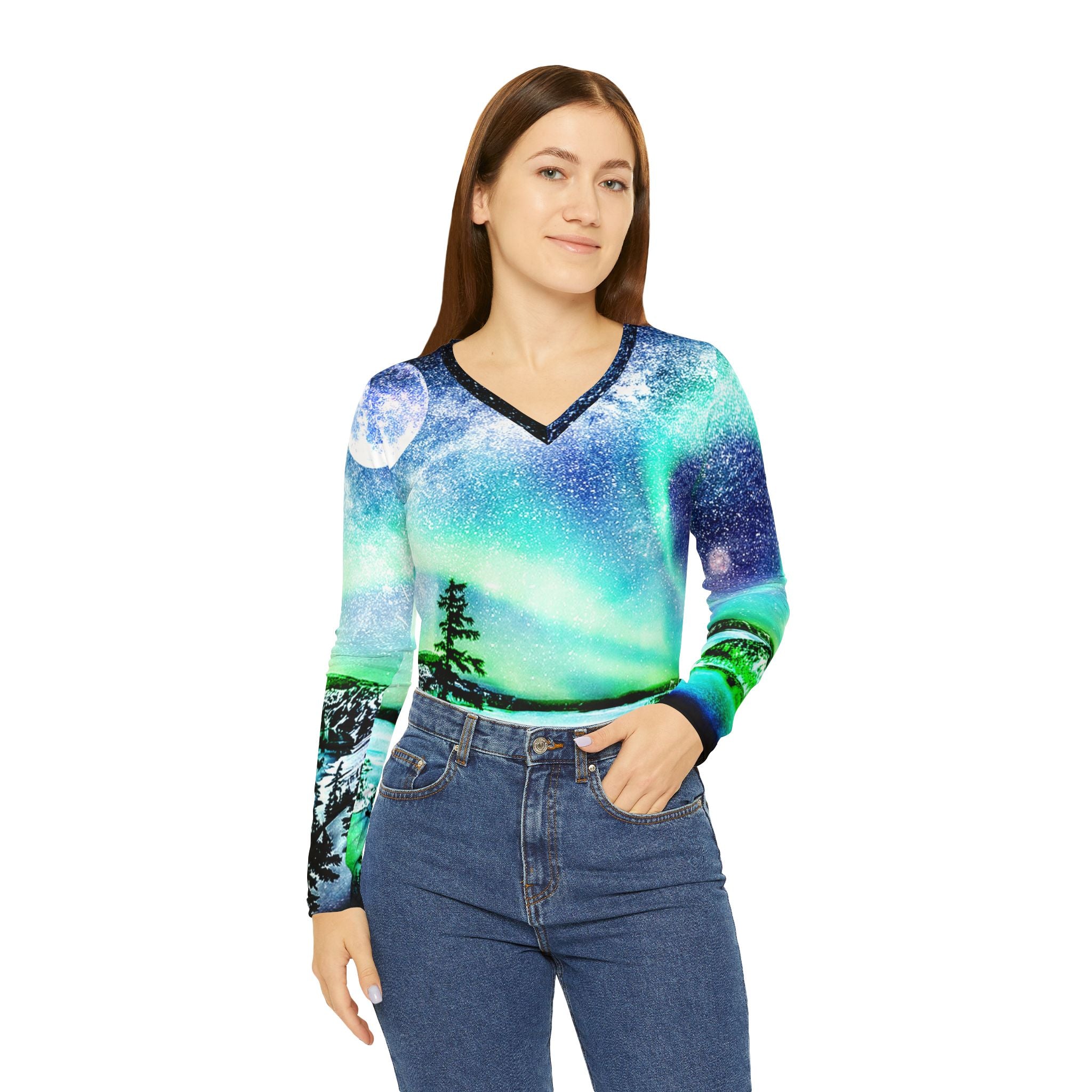 Katerina's Noel Yule Night Dreams Long Sleeve V-neck Shirt
