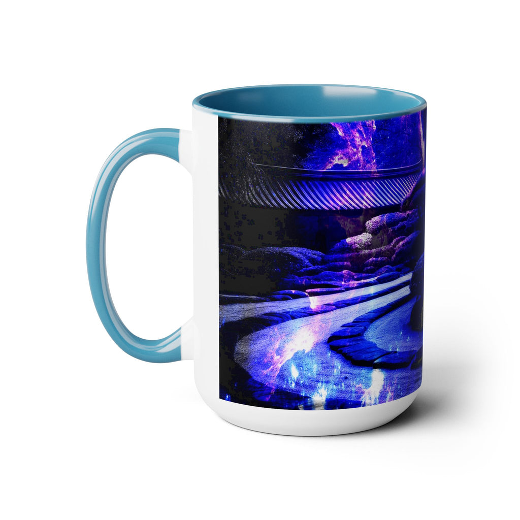 Amethyst Sapphire Tranquil Garden Dreams Two-Tone Coffee Mugs, 15oz