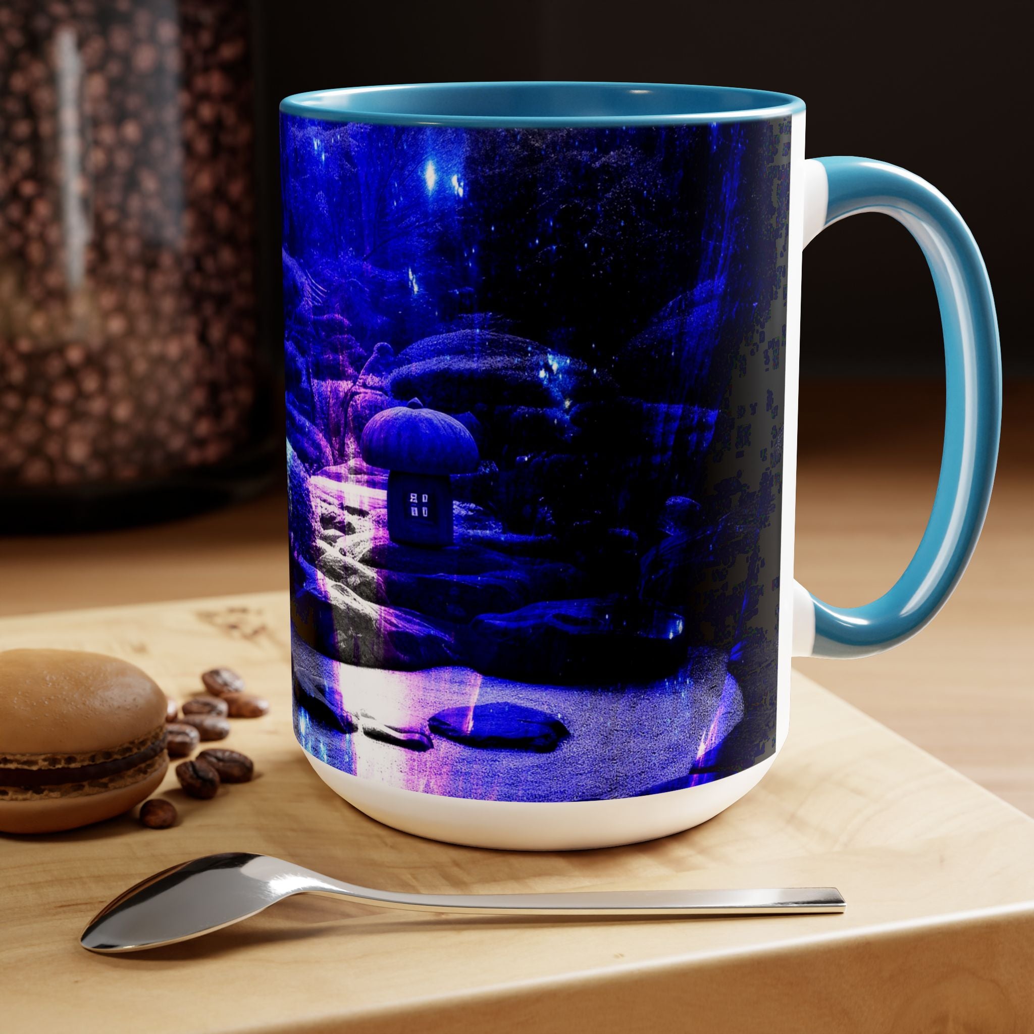 Amethyst Sapphire Tranquil Garden Dreams Two-Tone Coffee Mugs, 15oz