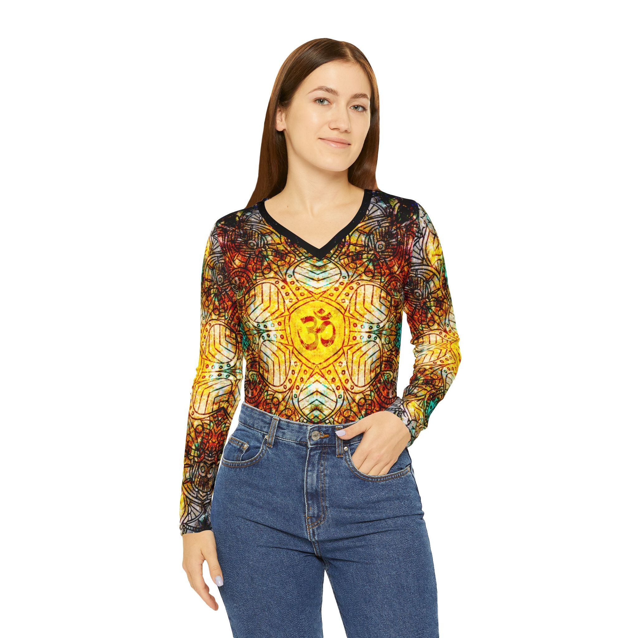 Amen Jin's Desire to Breathe Again Om Meditations Women's V-neck Shirt