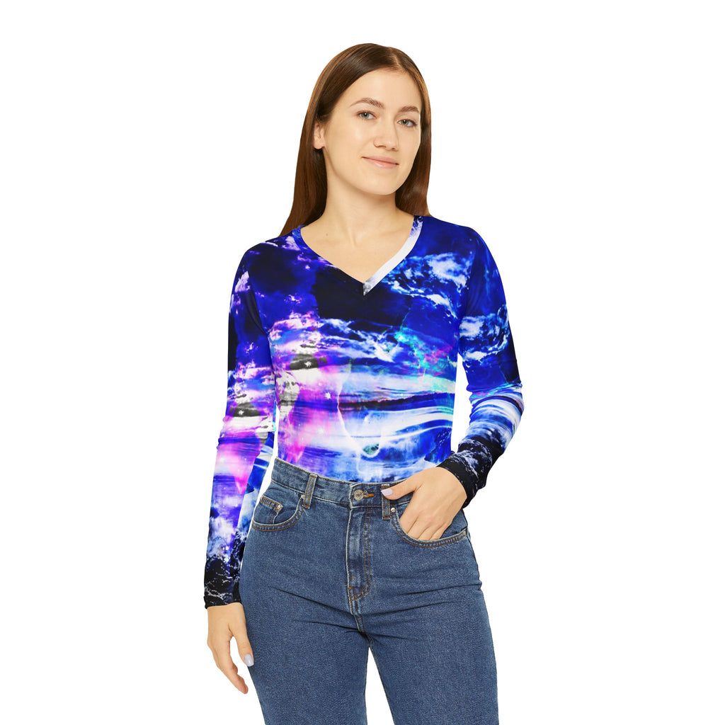 Ad Amoreum Amisi Dancing Sea Dreams Women's Long Sleeve V-neck Shirt