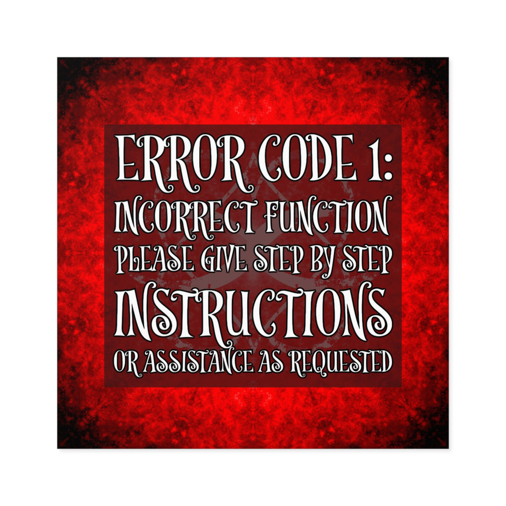 Katerina's Battle Symphony Red Instead Desires 2022 "Error Code 1" Square Stickers, Indoor\Outdoor