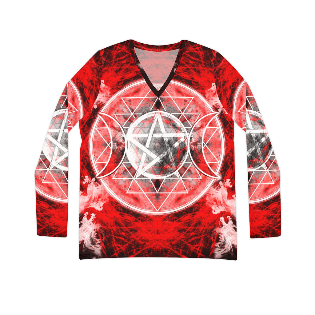 Katerina's Waiting for Hello Triple Goddess Meditations Women's V-neck Shirt