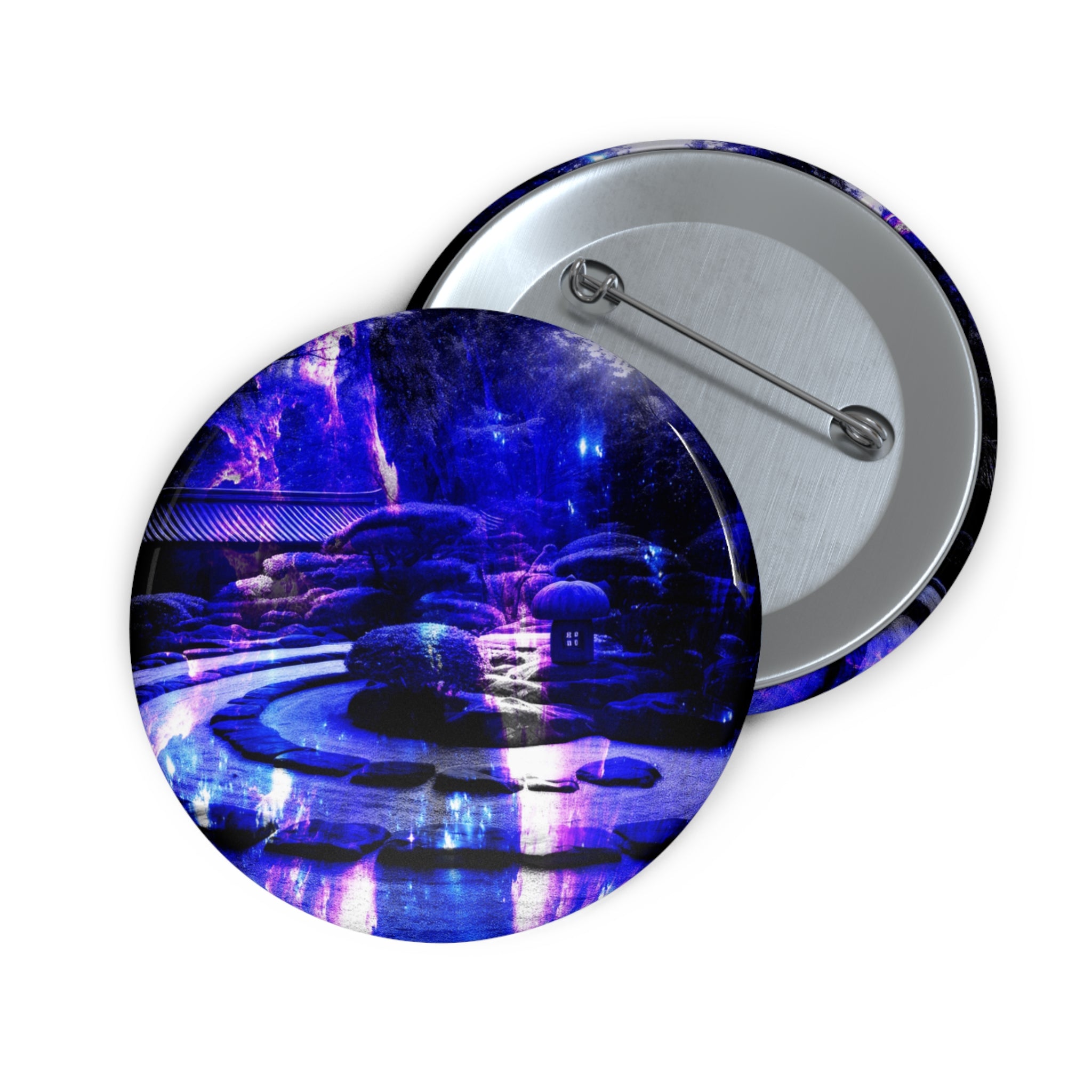 Ametyst Sapphire Tranquil Garden Dreams Custom Pin Buttons