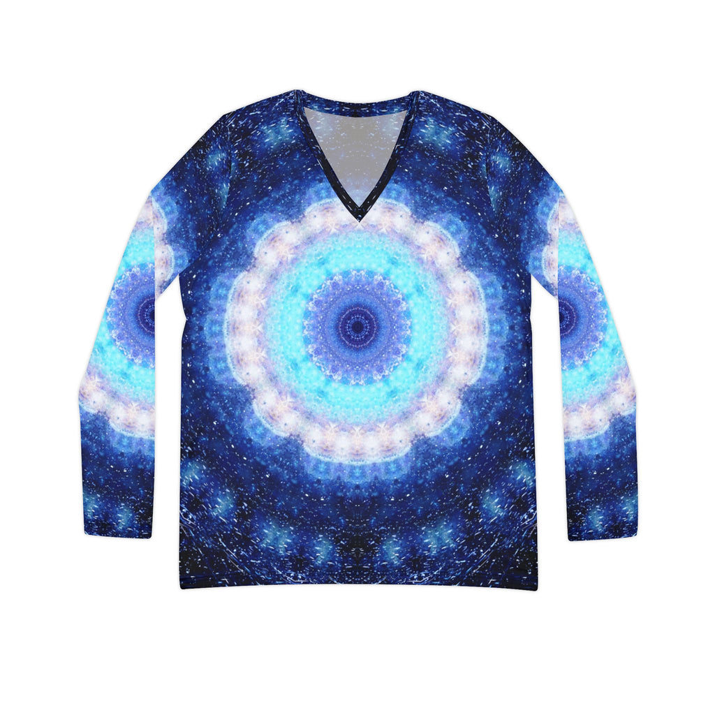 Transcendent Serenity Desires Long Sleeve V-neck Shirt