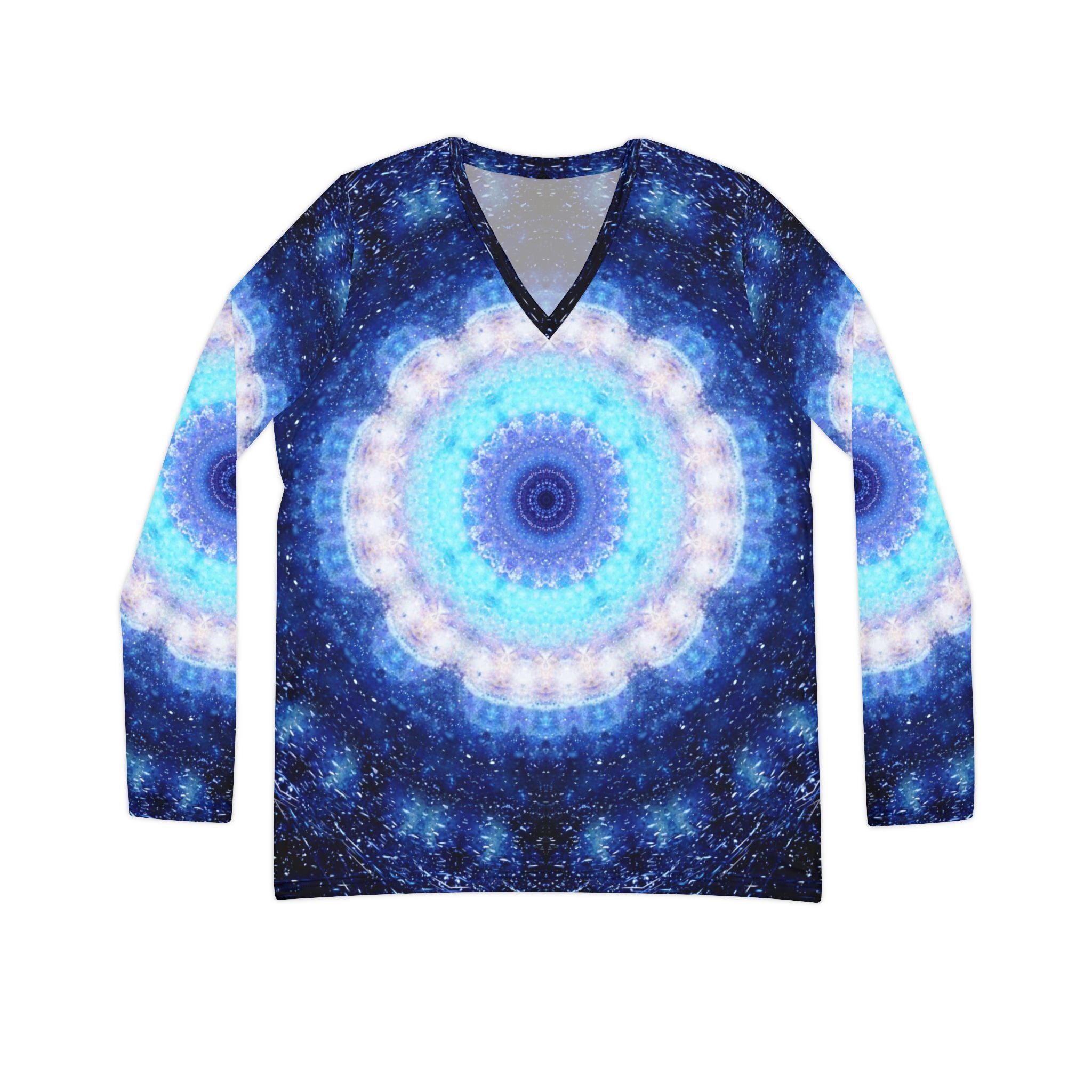 Transcendent Serenity Desires Long Sleeve V-neck Shirt