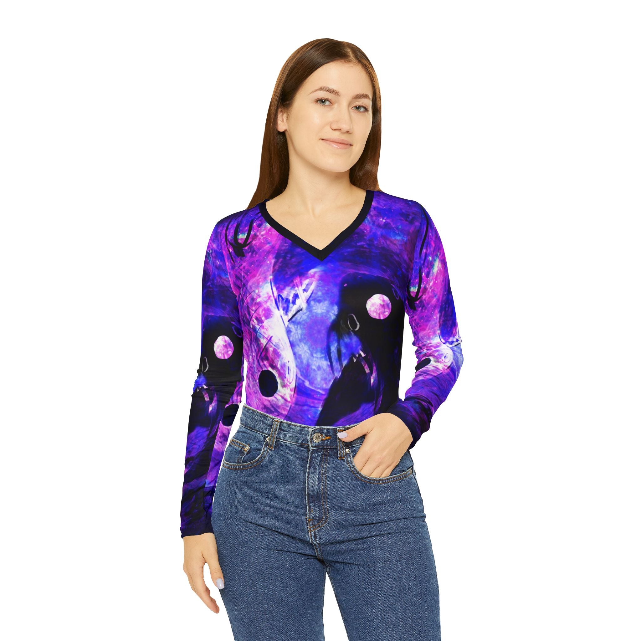 Ajna Koi Desires Women's Long Sleeve V-neck Shirt