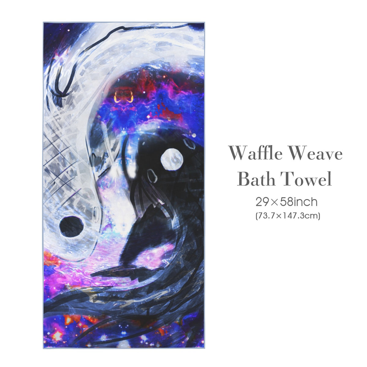Katerina's Cassandra Koi Desires Waffle Weave Bath Towel 29" x 58" | Ships from USA