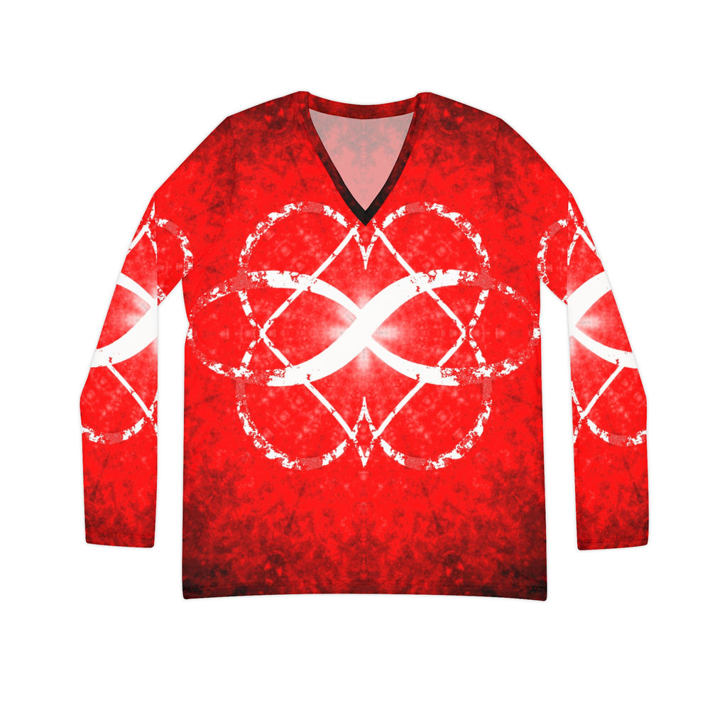 Katerina's Battle Symphony Red Instead 2024 Women's Long Sleeve V-neck Shirt