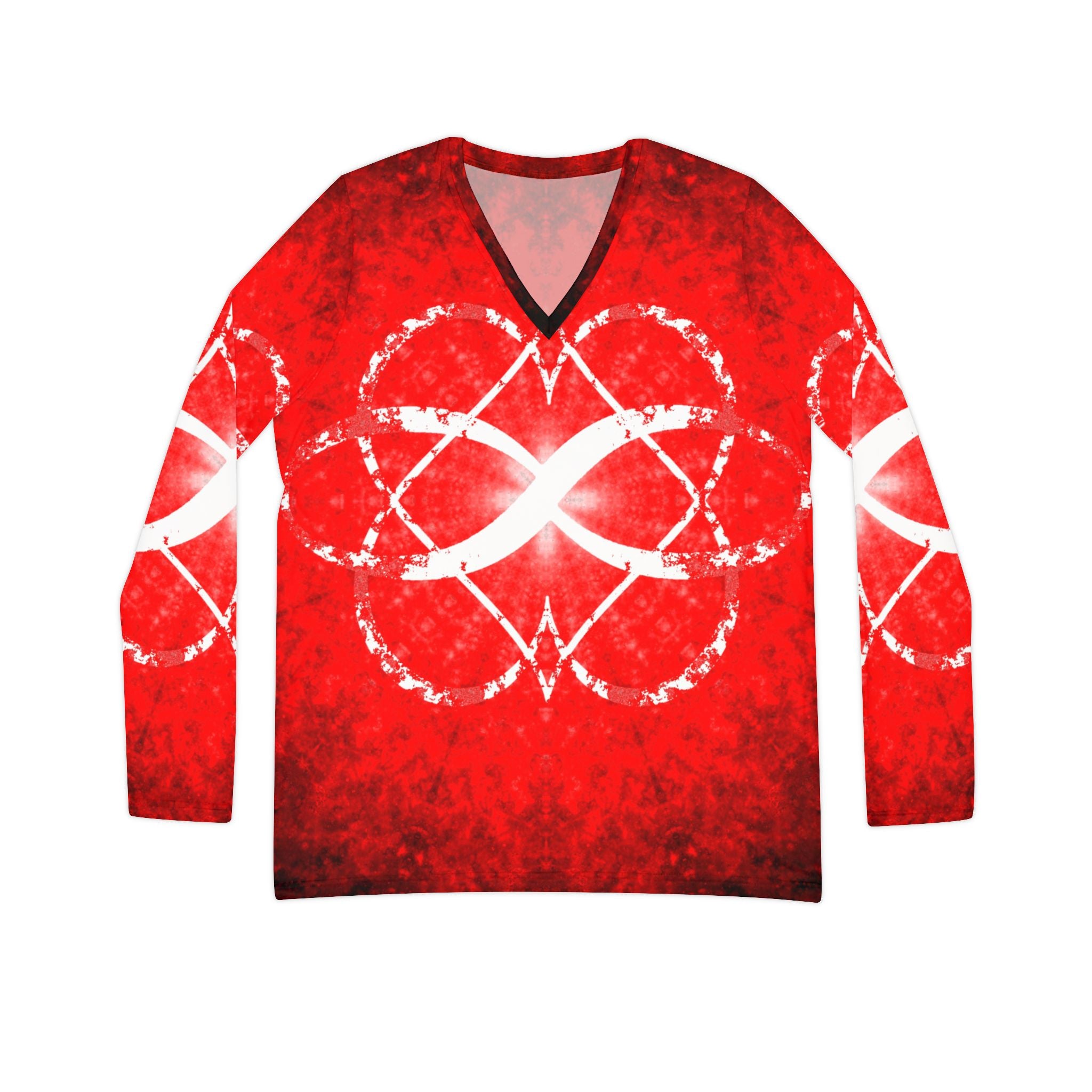 Katerina's Battle Symphony Red Instead 2024 Women's Long Sleeve V-neck Shirt