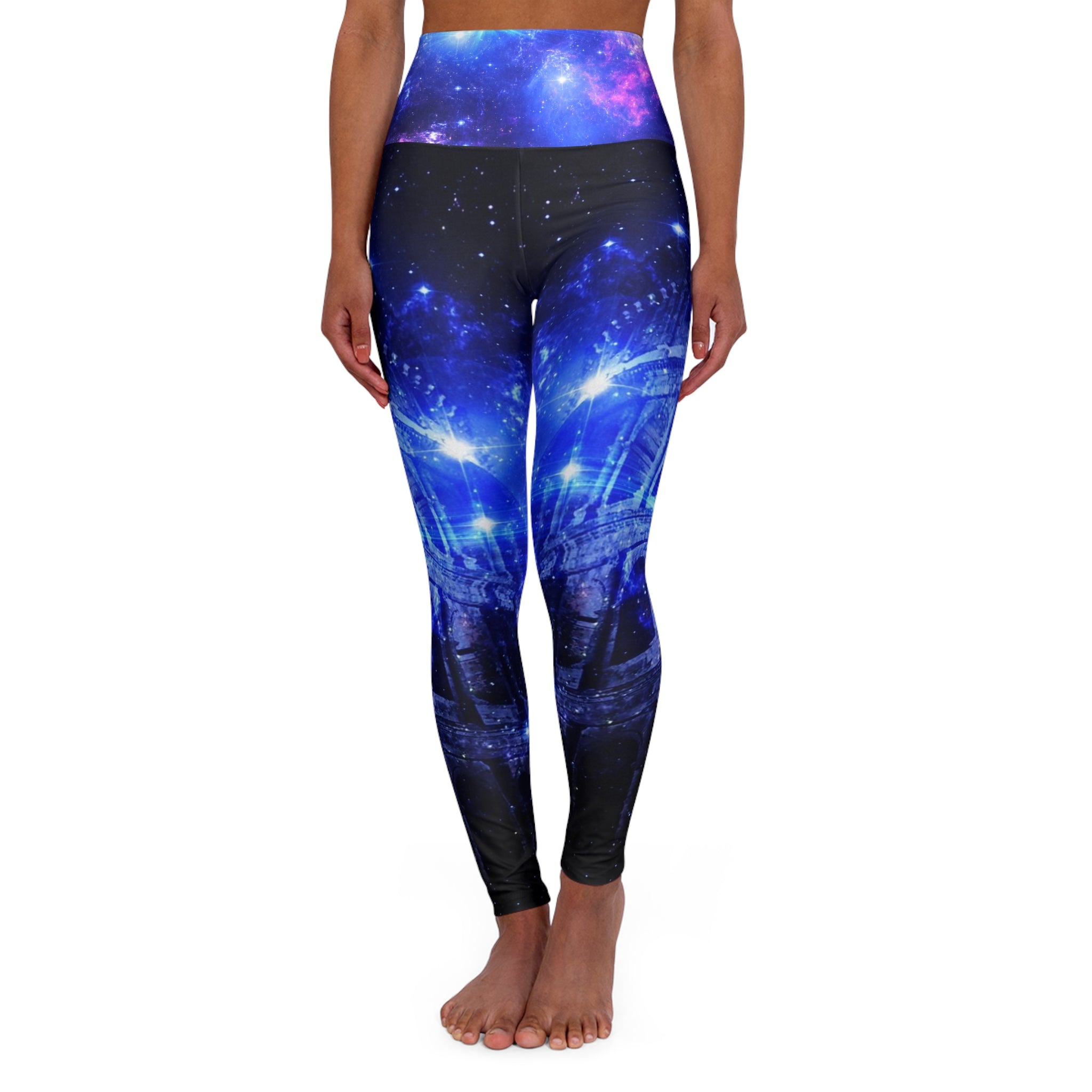 Iridescent Dreams of Roman Patterns Past High Waisted Yoga Leggings