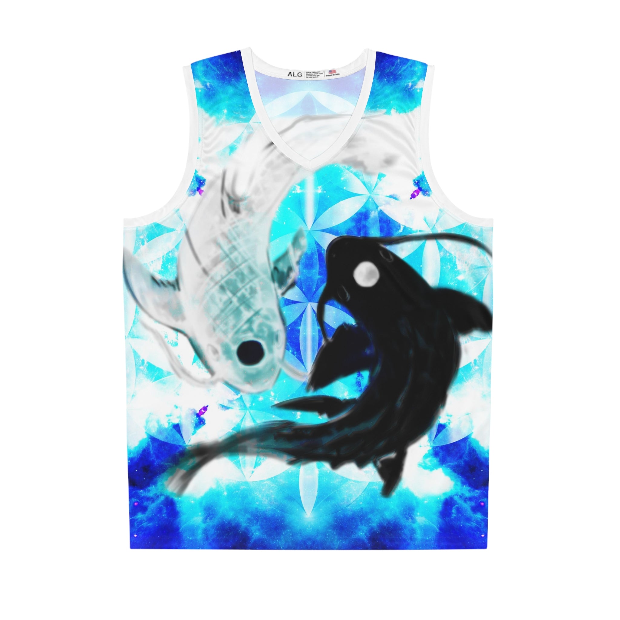 Amen Jin's Mandala of Dragon Fire Koi Meditations Basketball Jersey