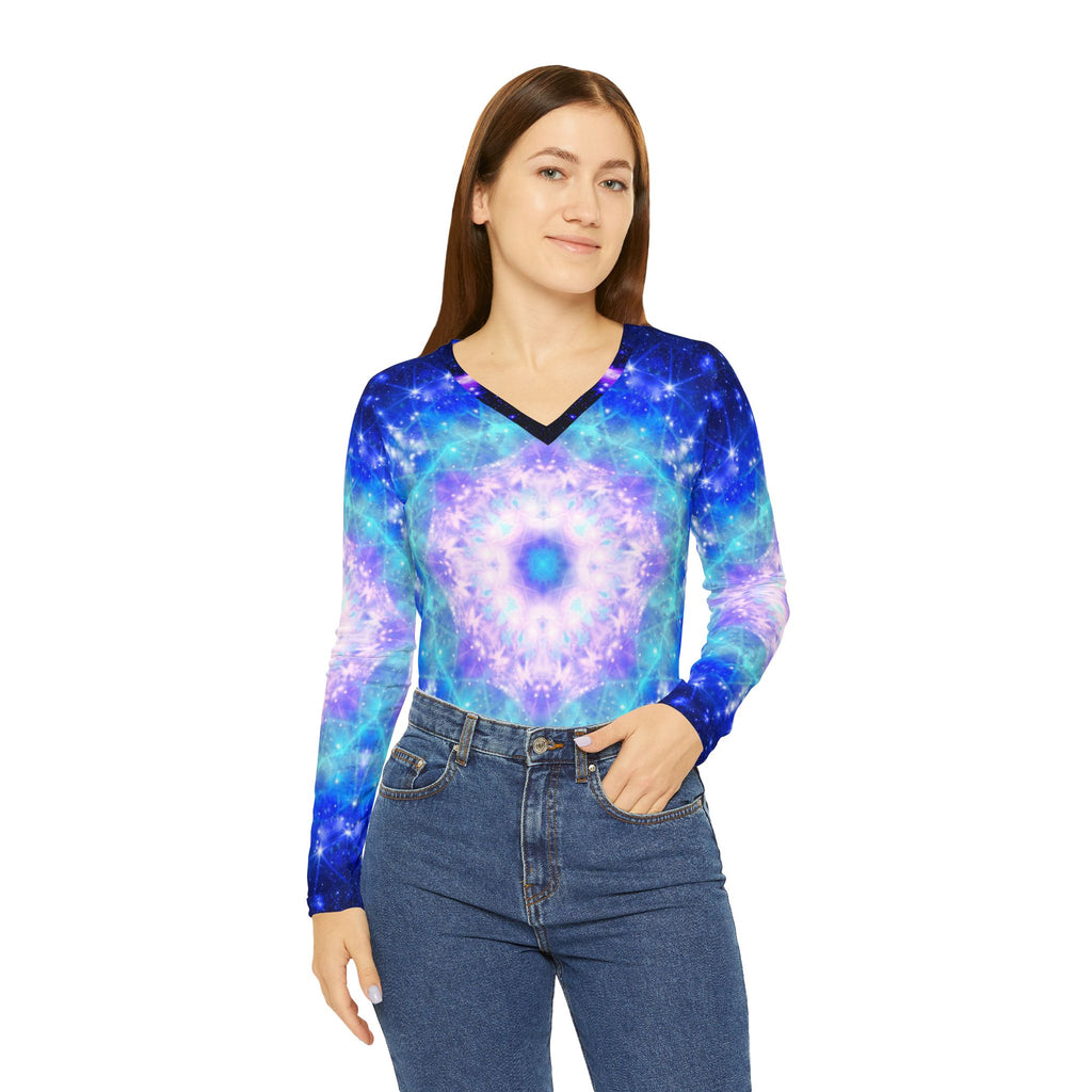 Amen Jin's Eros and Psyche Desires Women's Long Sleeve V-neck Shirt