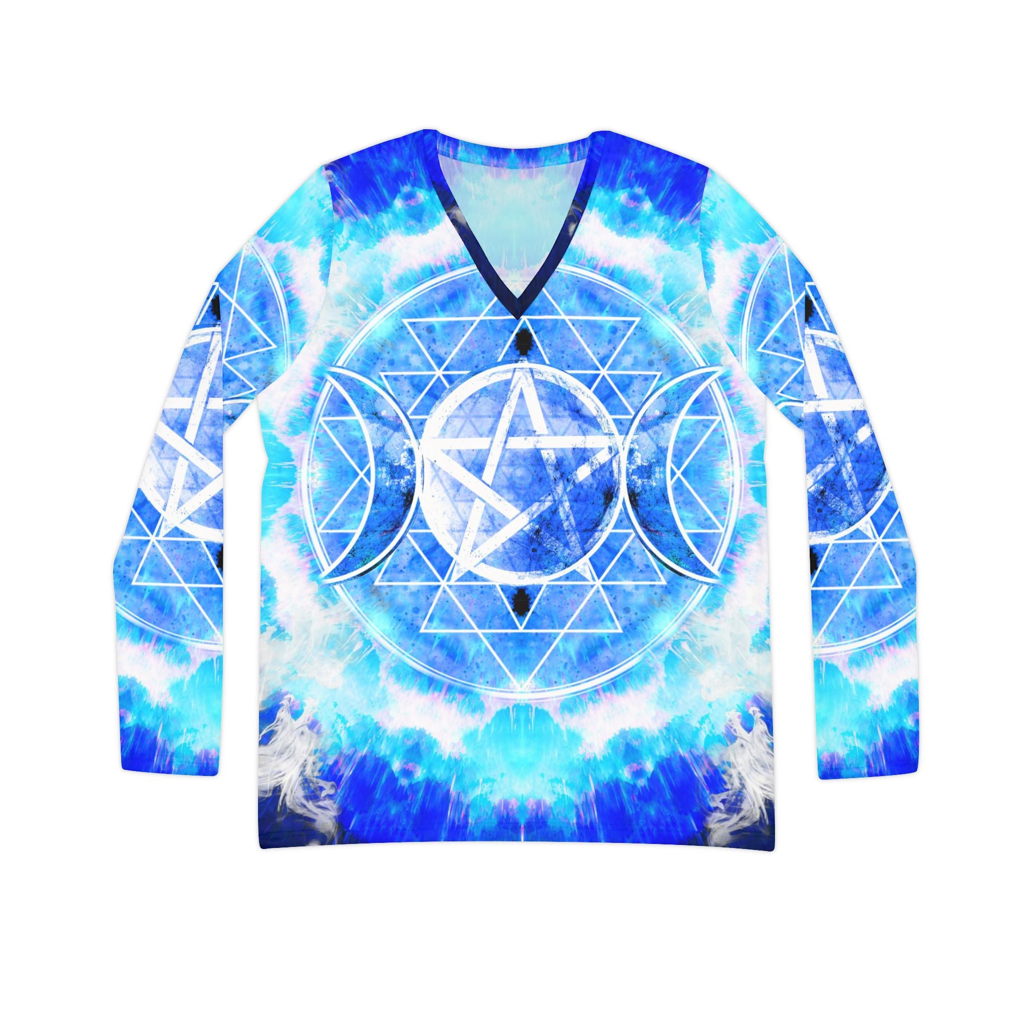 Amen Jin's Blue Sun Triple Goddess Meditations Women's Long Sleeve V-neck