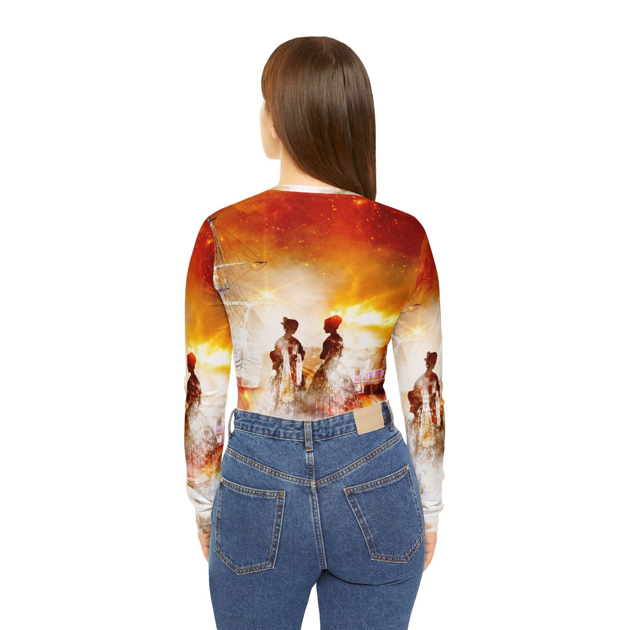 Samhain Eve Salem Harbor Dream Women's Long Sleeve V-neck Shirt