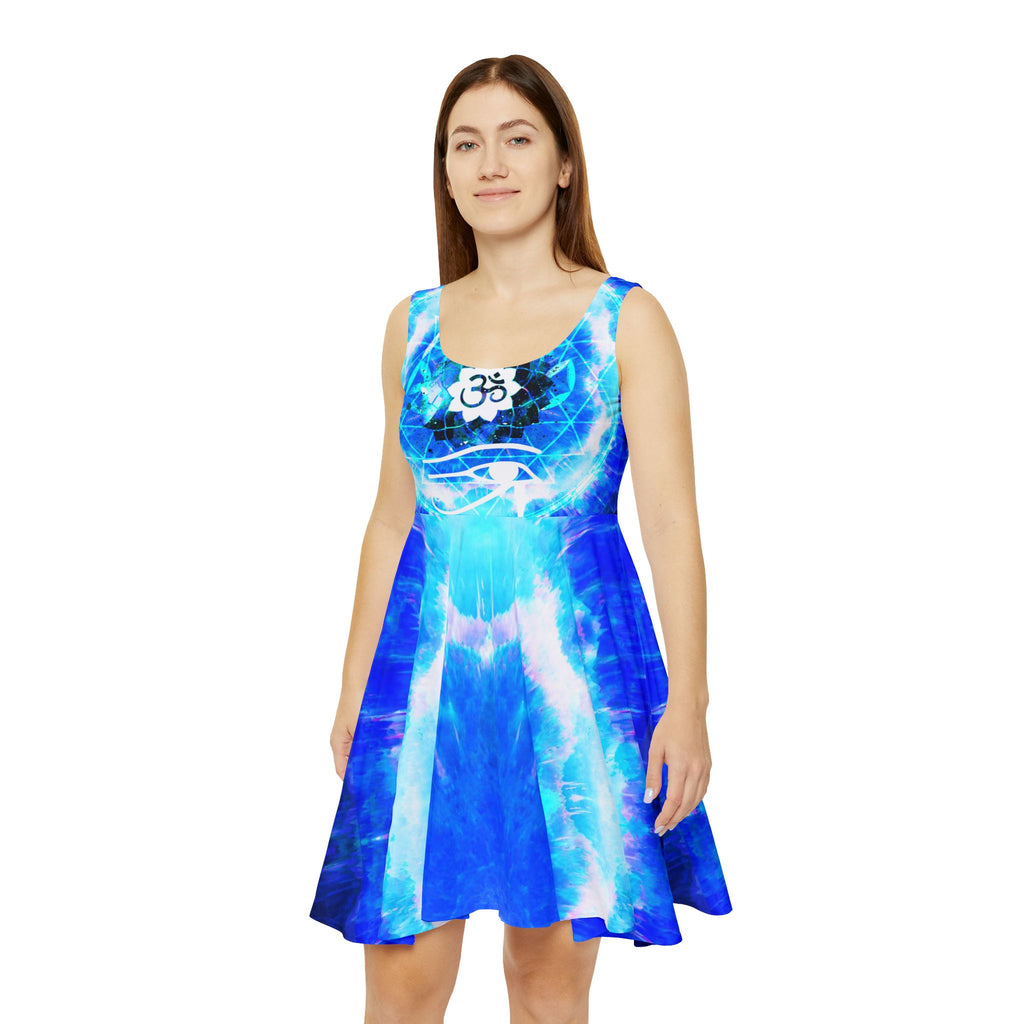 Amen Jin's Blue Sun Fairy Om Meditations Women's Skater Dress