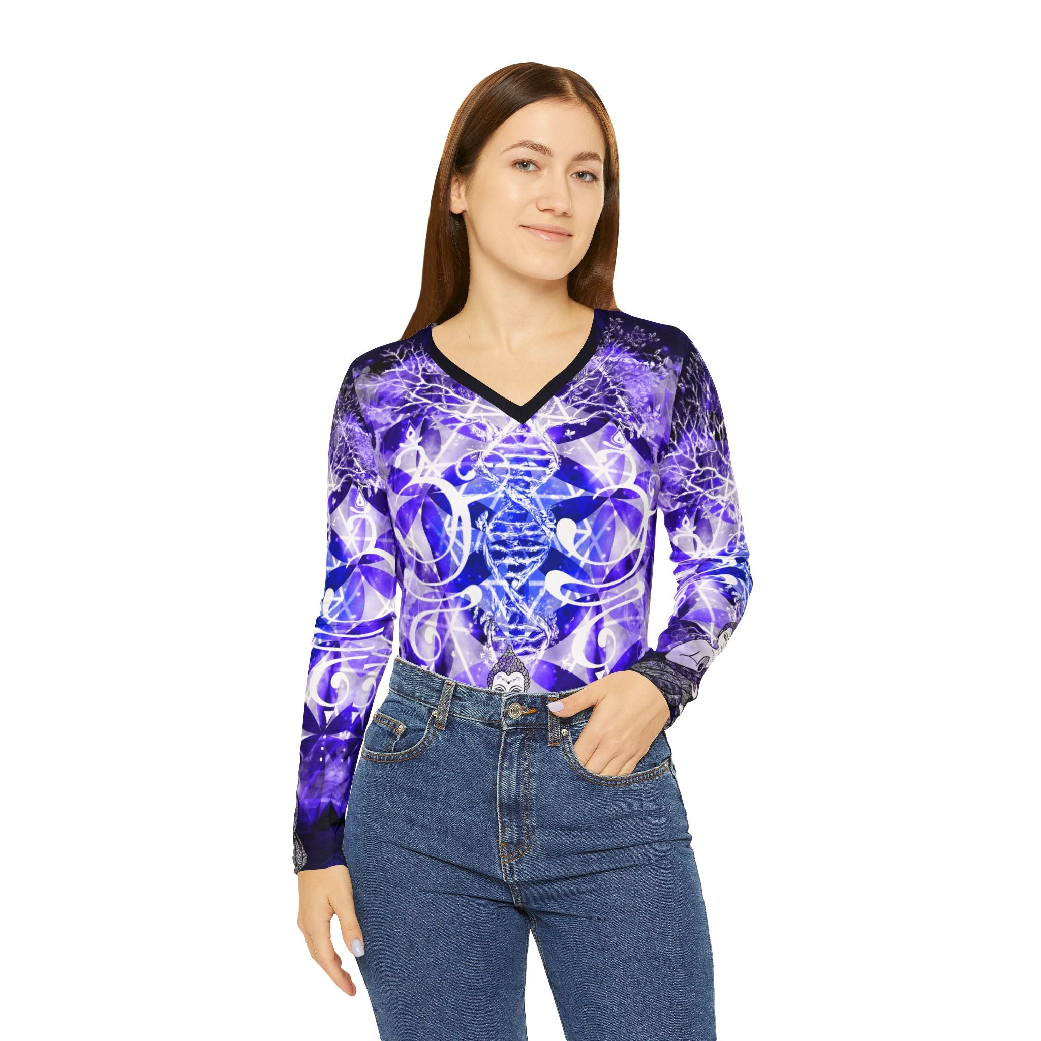 Katerina's We Will Go Home Buddha Meditations Women's Long Sleeve V-neck Shirt