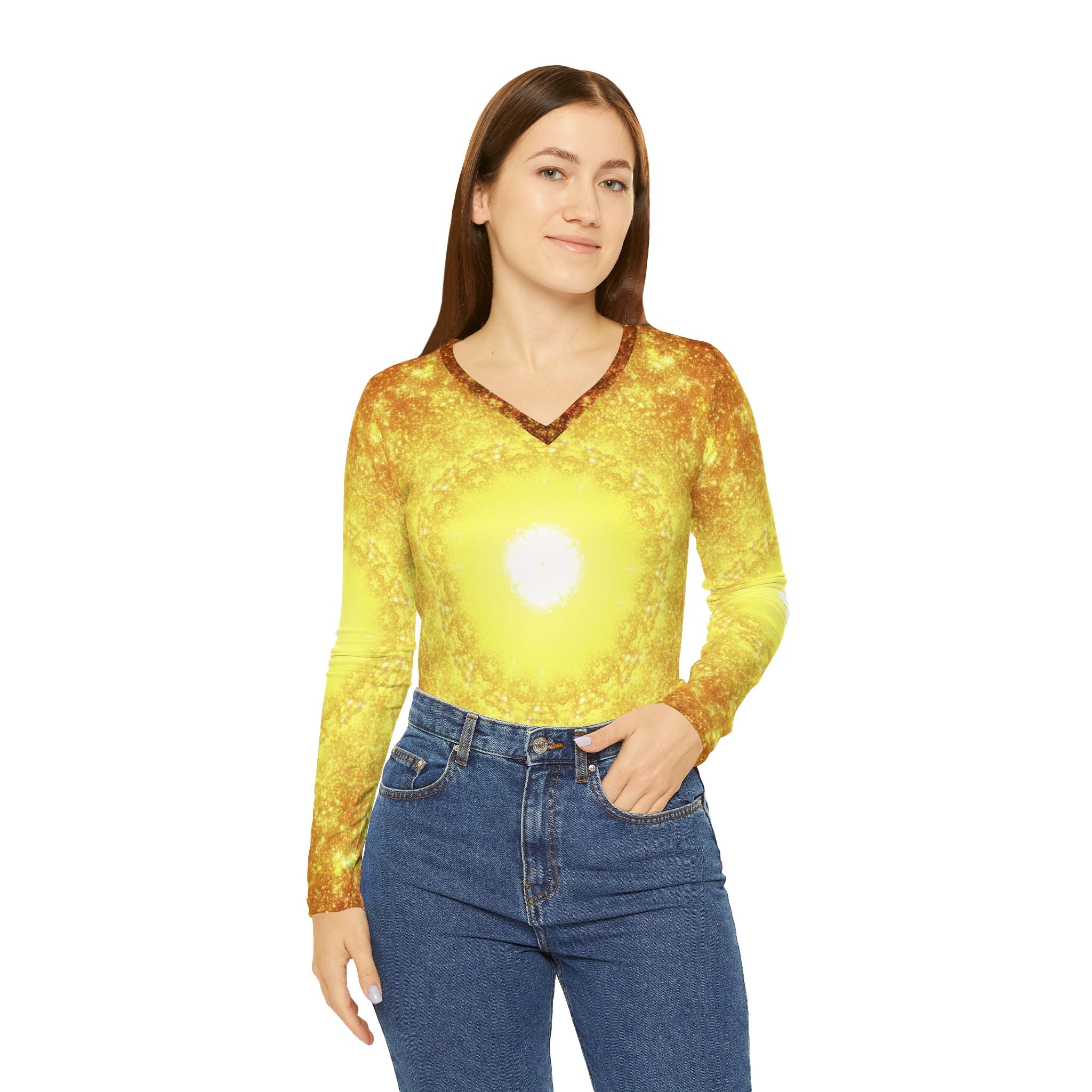 Katerina's Autistic Gold Desires 2024 Long Sleeve V-neck Shirt