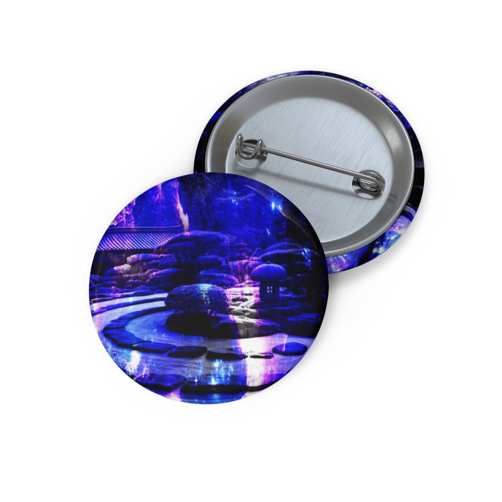 Ametyst Sapphire Tranquil Garden Dreams Custom Pin Buttons