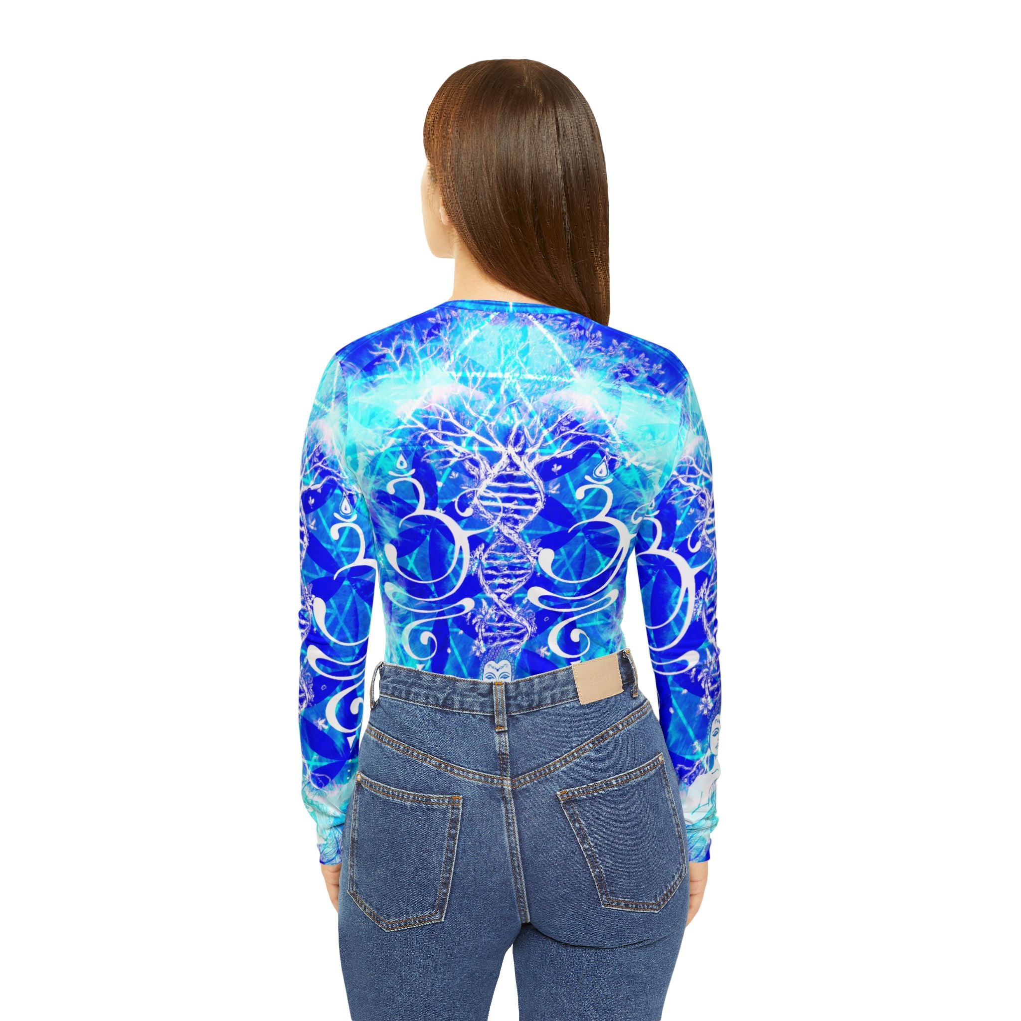 Amen Jin's Blue Sun Buddha Meditations Women's Long Sleeve V-neck