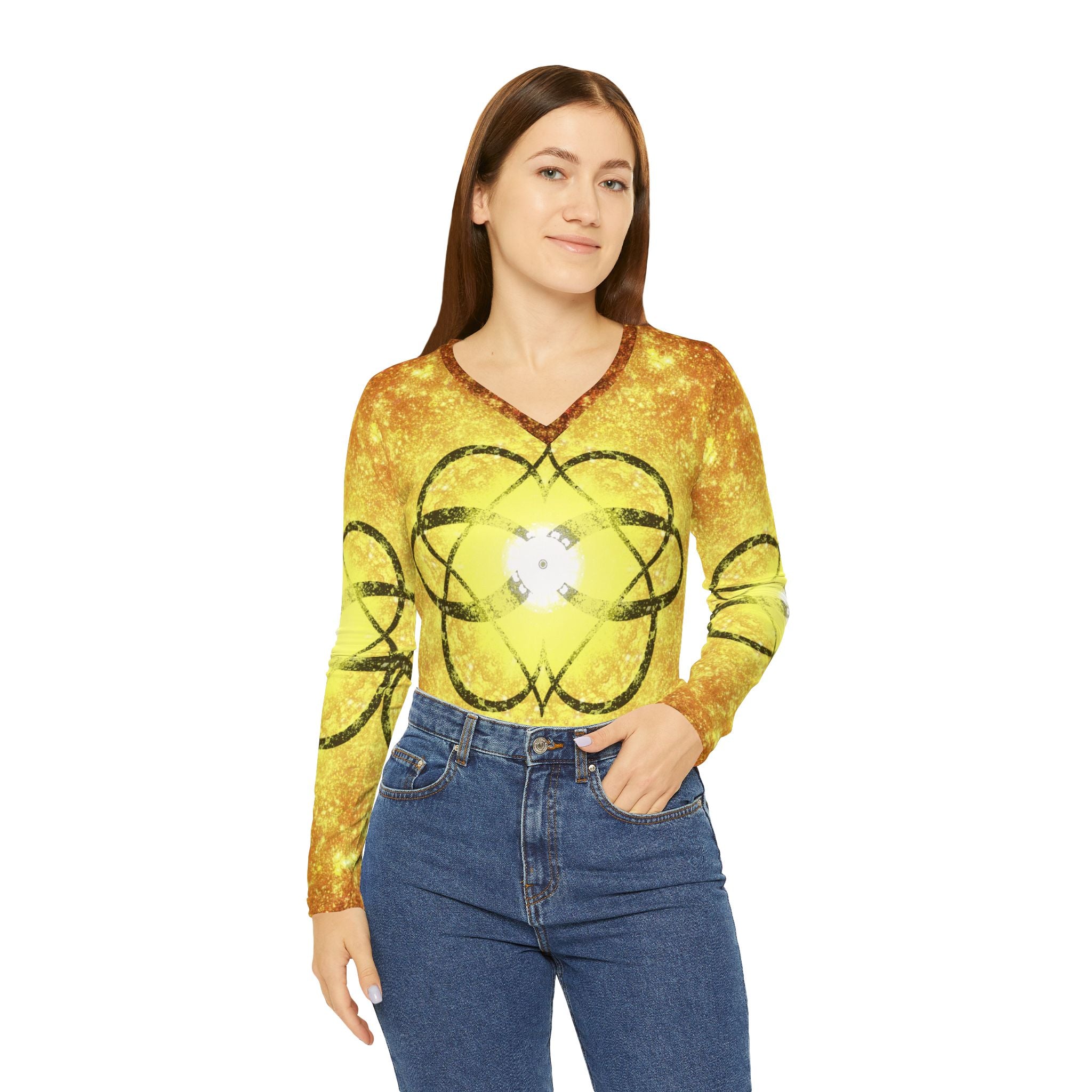 Katerina's Autistic Gold Infinity Desires 2024 Long Sleeve V-neck Shirt