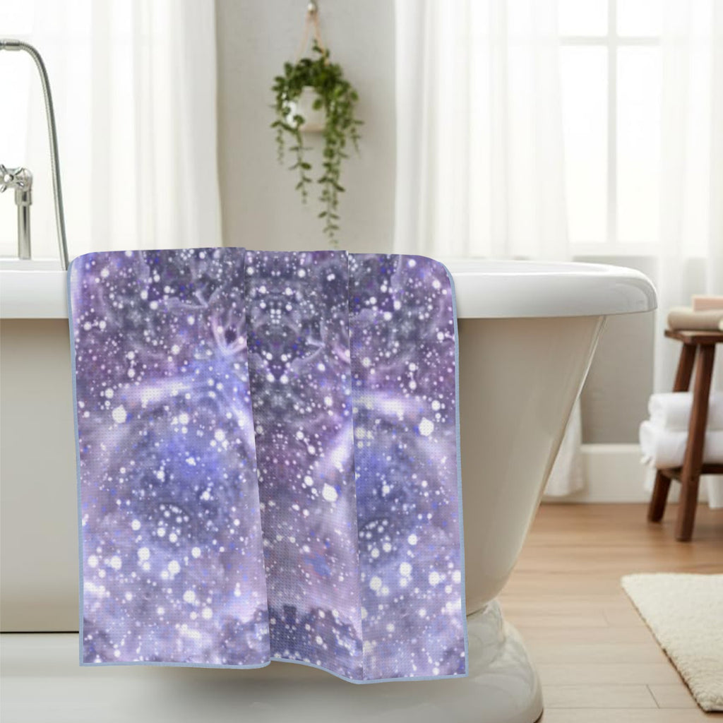 Katerina's Lilac Star Desires Waffle Weave Bath Towel 29" x 58" | Ships from USA