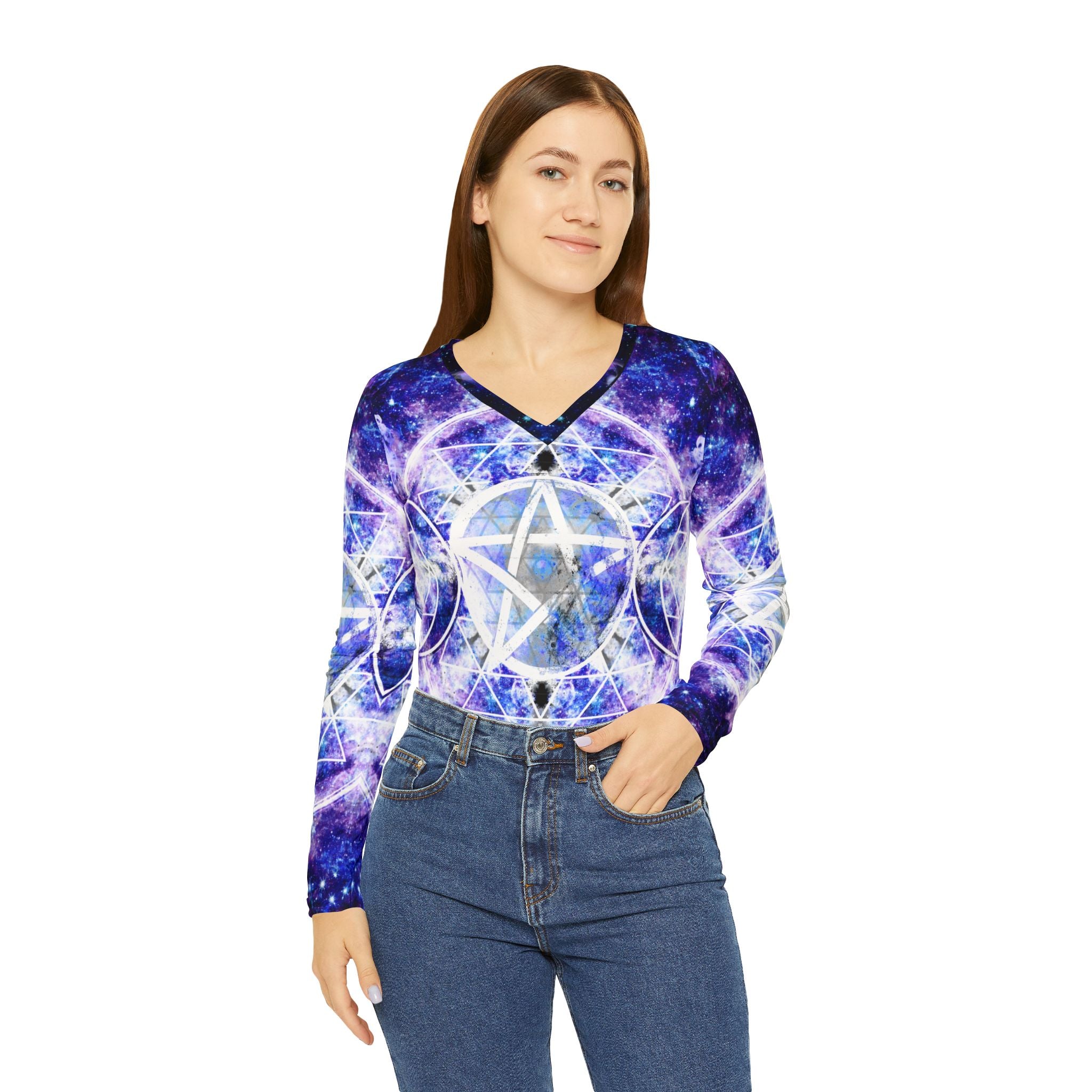 Amen Jin's Katerina's Dracularian Dragoness Triple Goddess Meditations Women's V-neck Shirt