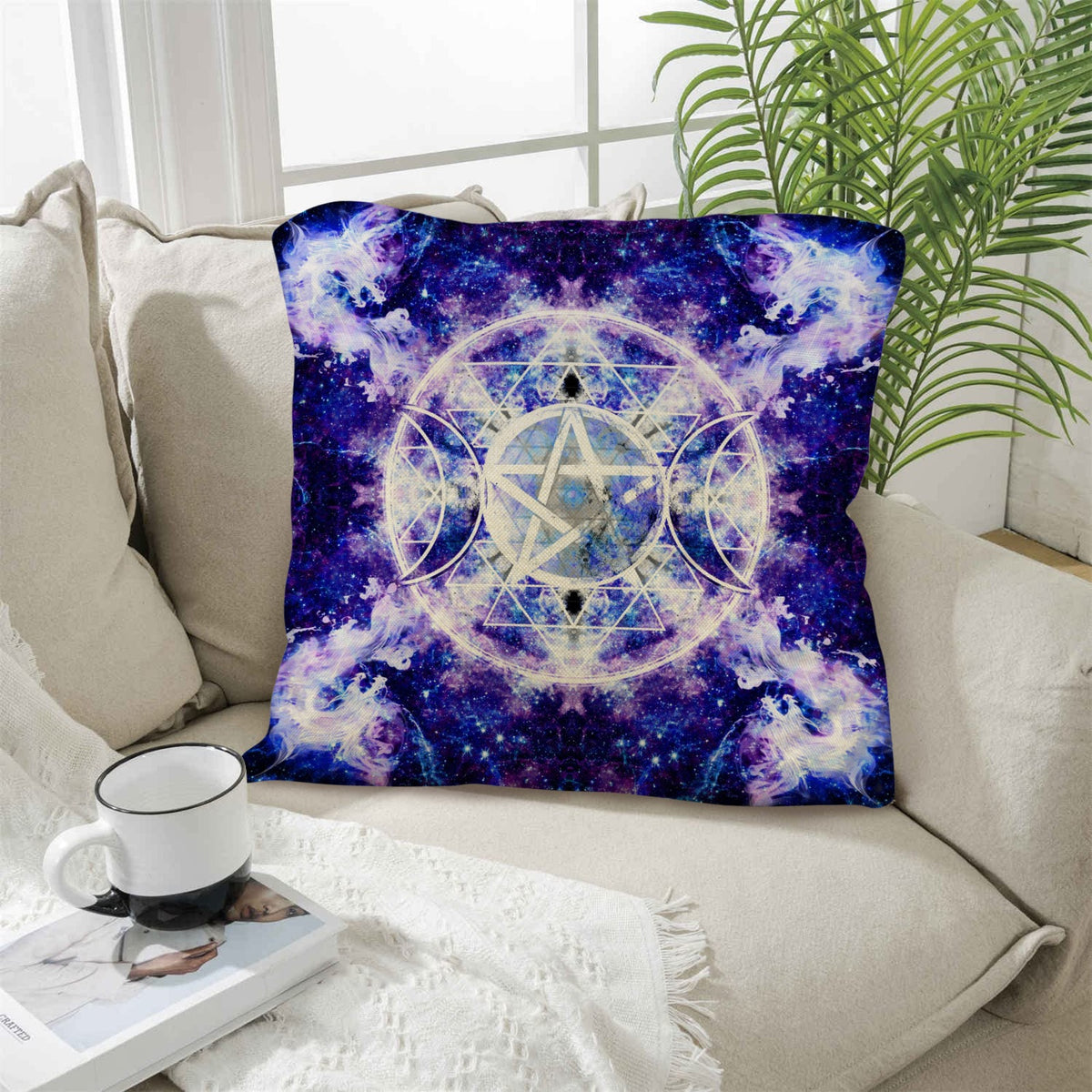 Amen Jin's Katerina's Dracularian Dragoness Triple Goddess Meditations Linen Throw Pillow 18" x 18" ( 1 Piece ) | Ships from USA