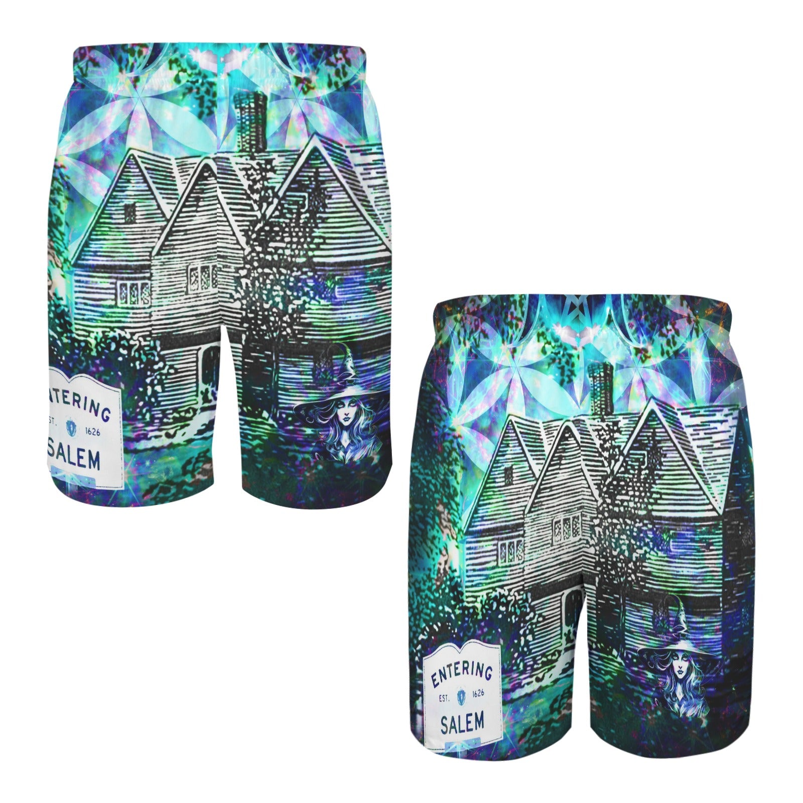Katerina's Now & Forever Salem Witch Meditations Men's All Over Print Beach Shorts (Sets 26) | Ships from USA