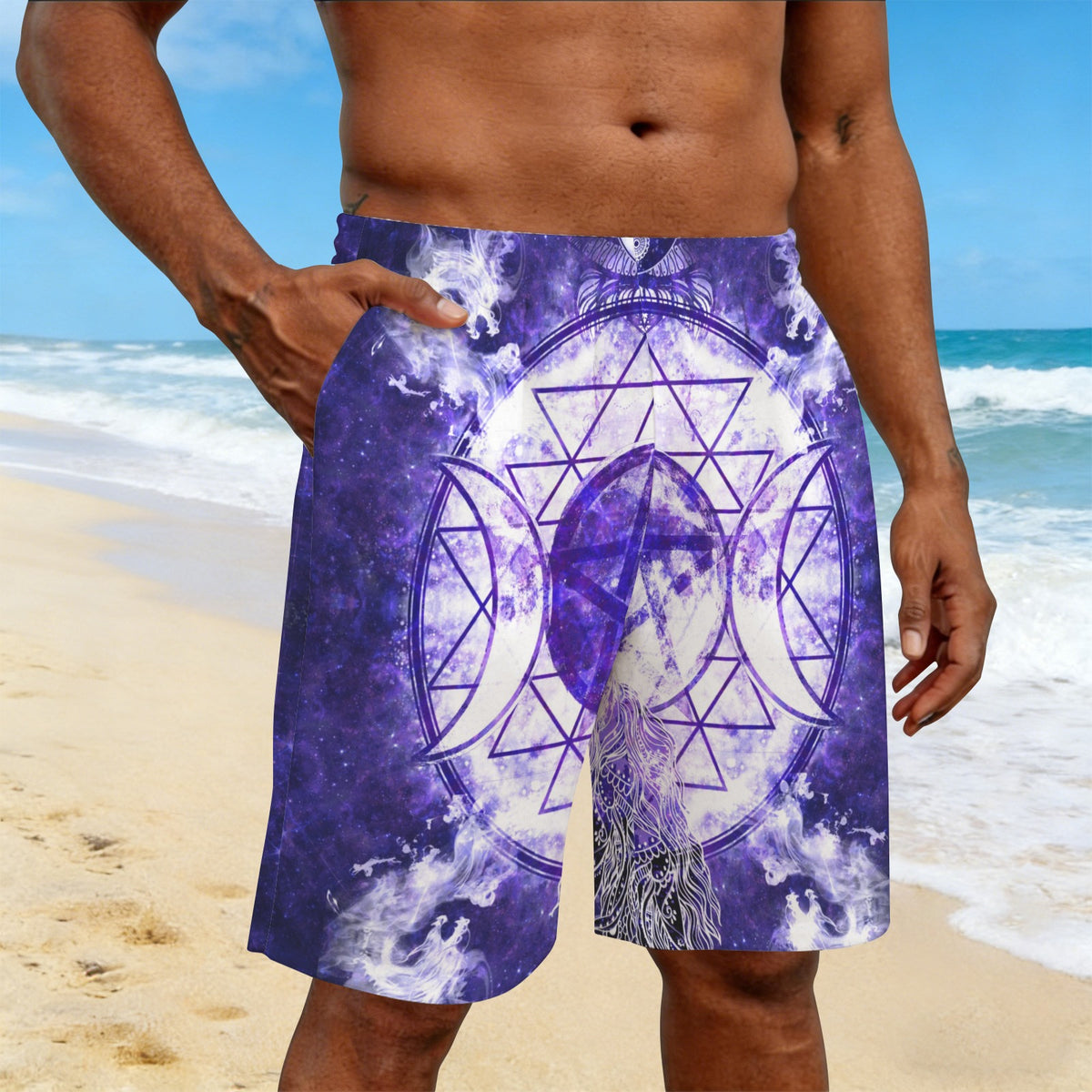 Katerina's Dragon's Eye Magickal Awakening Meditations Men's All Over Print Beach Shorts (Sets 26) | Ships from USA