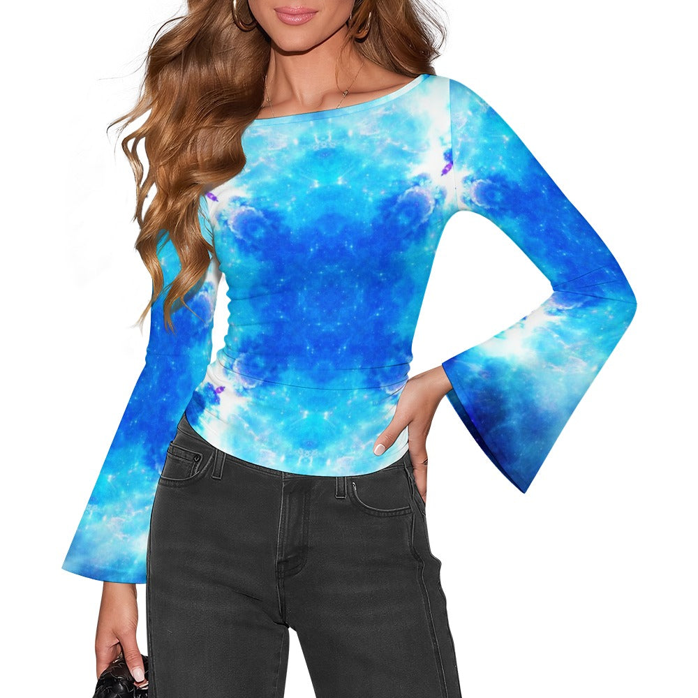 Amen Jin's Mandala of Dragon Fire Desires Women's Boat Neck Bell Sleeve T-shirt