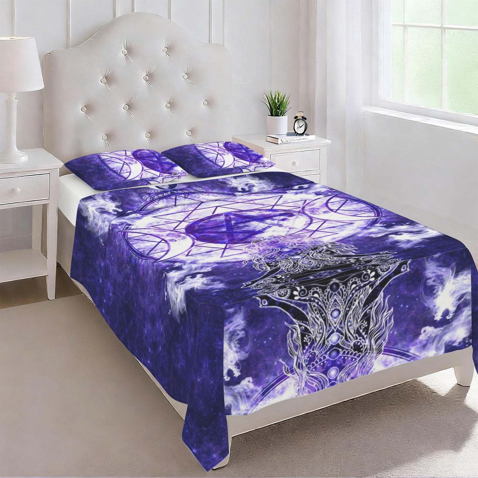Katerina's Dragon's Eye Magickal Awakening Meditations 3-Piece Bedding Set (Bed Sheet + Pillowcases)  | Ships from USA