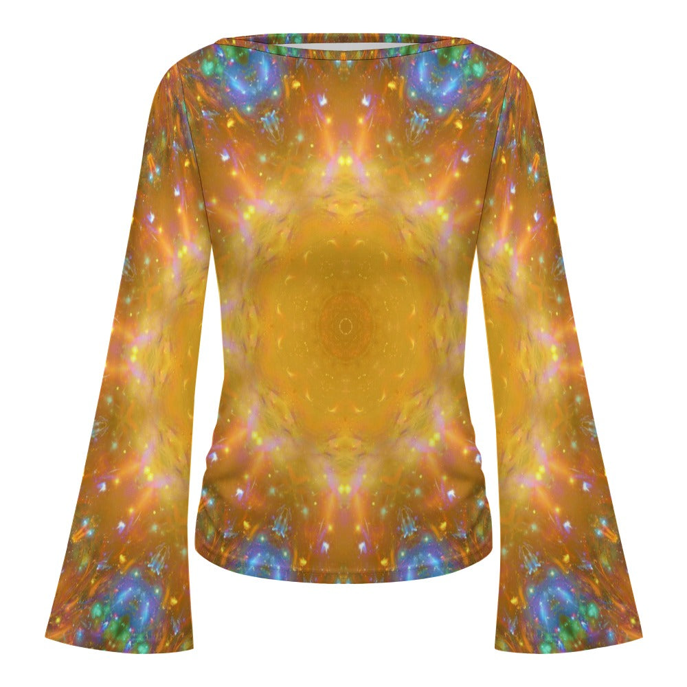 Amen Jin's Dreams of the Lake Desires Women's Boat Neck Bell Sleeve T-shirt
