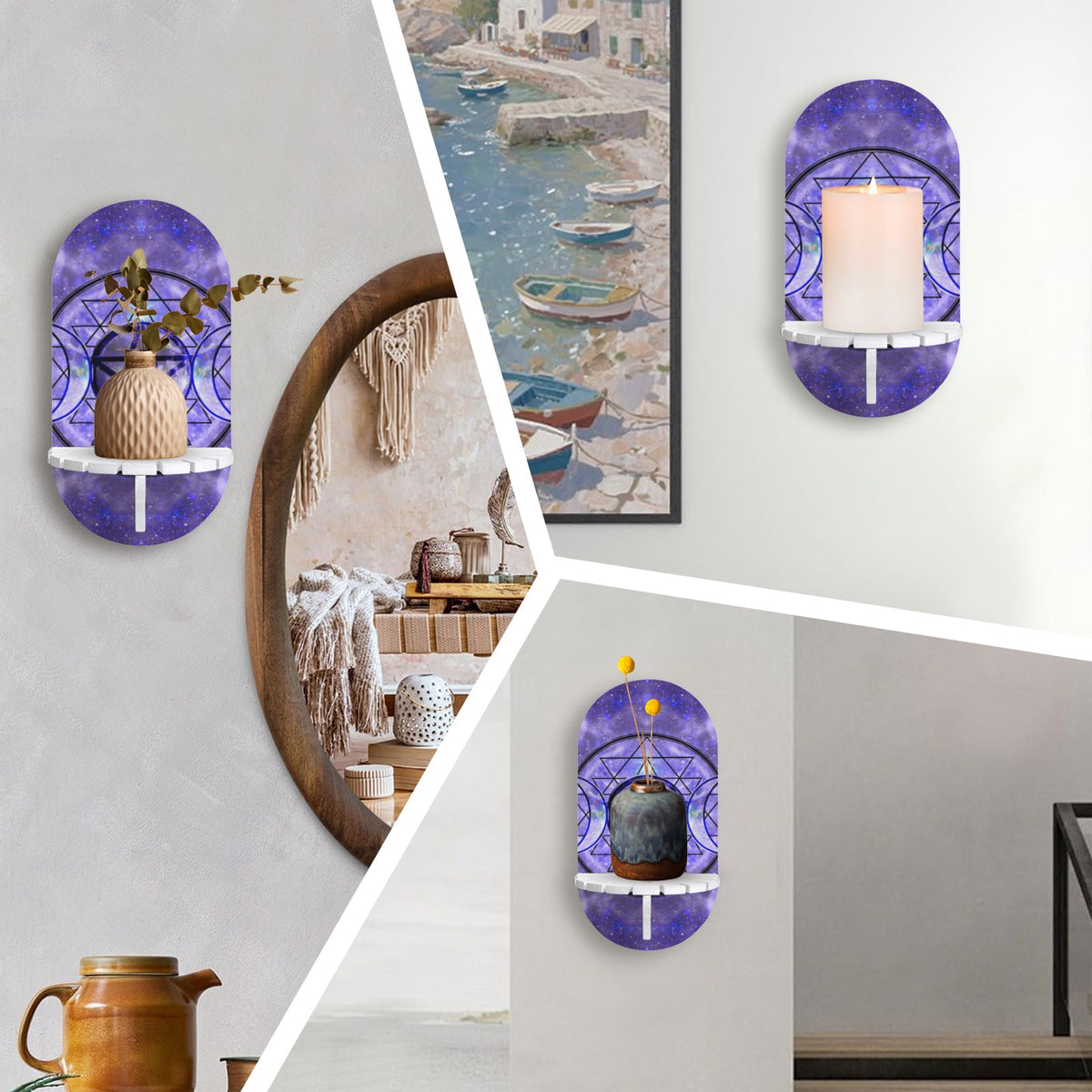Katerina's Triple Goddess Magickal Desires Wall Mounted Candle Holder | Ships from USA