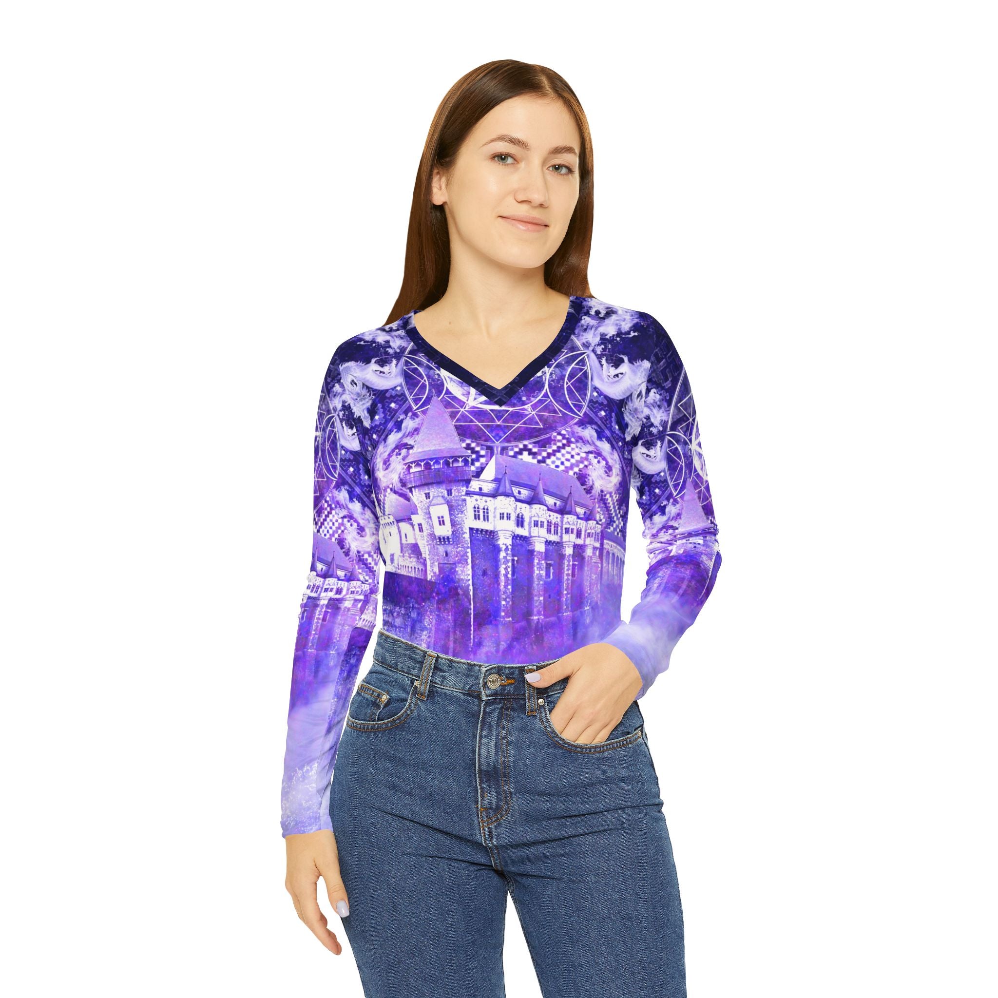 Katerina's Dragon's Eye Dracularian Meditations Women's Long Sleeve V-neck Shirt