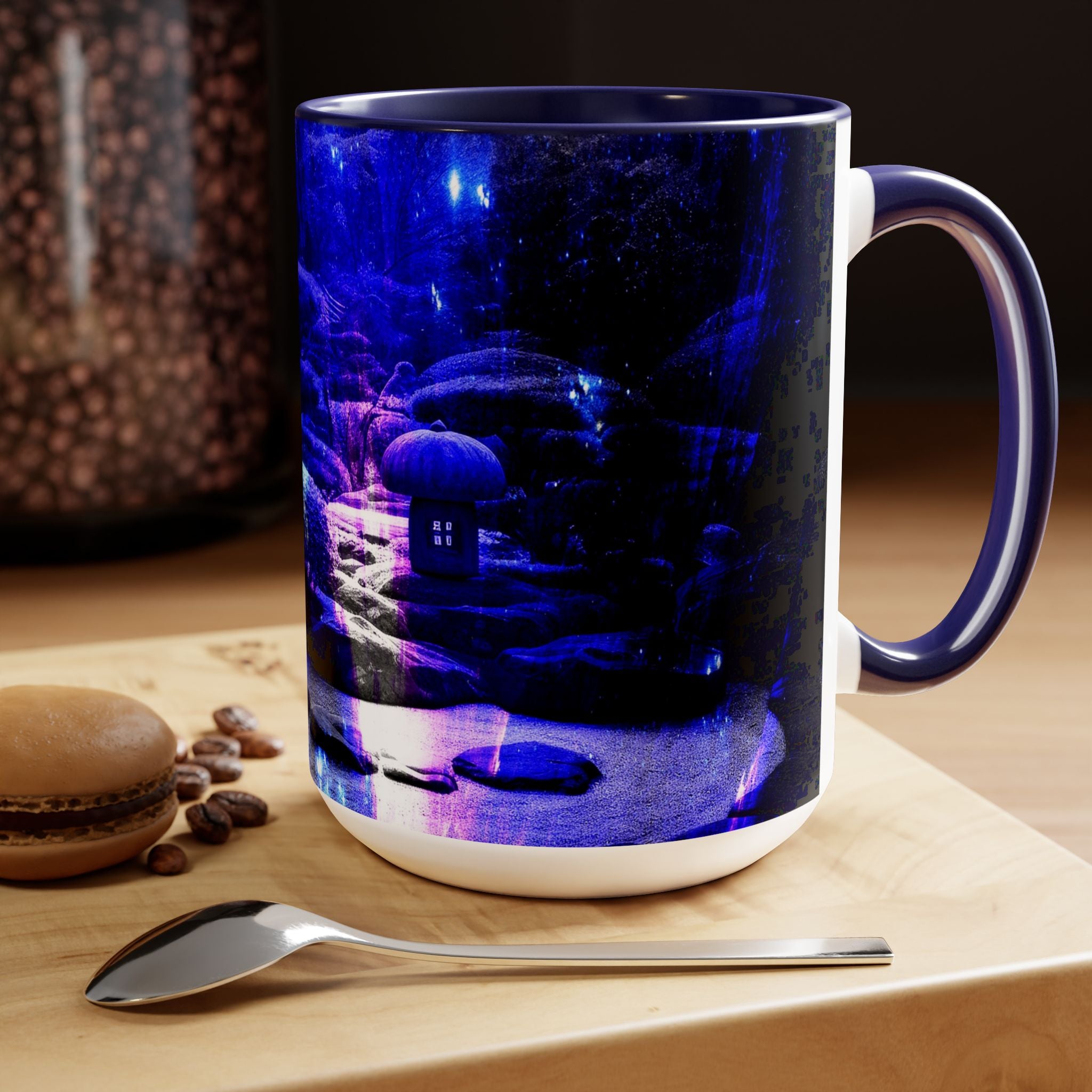 Amethyst Sapphire Tranquil Garden Dreams Two-Tone Coffee Mugs, 15oz