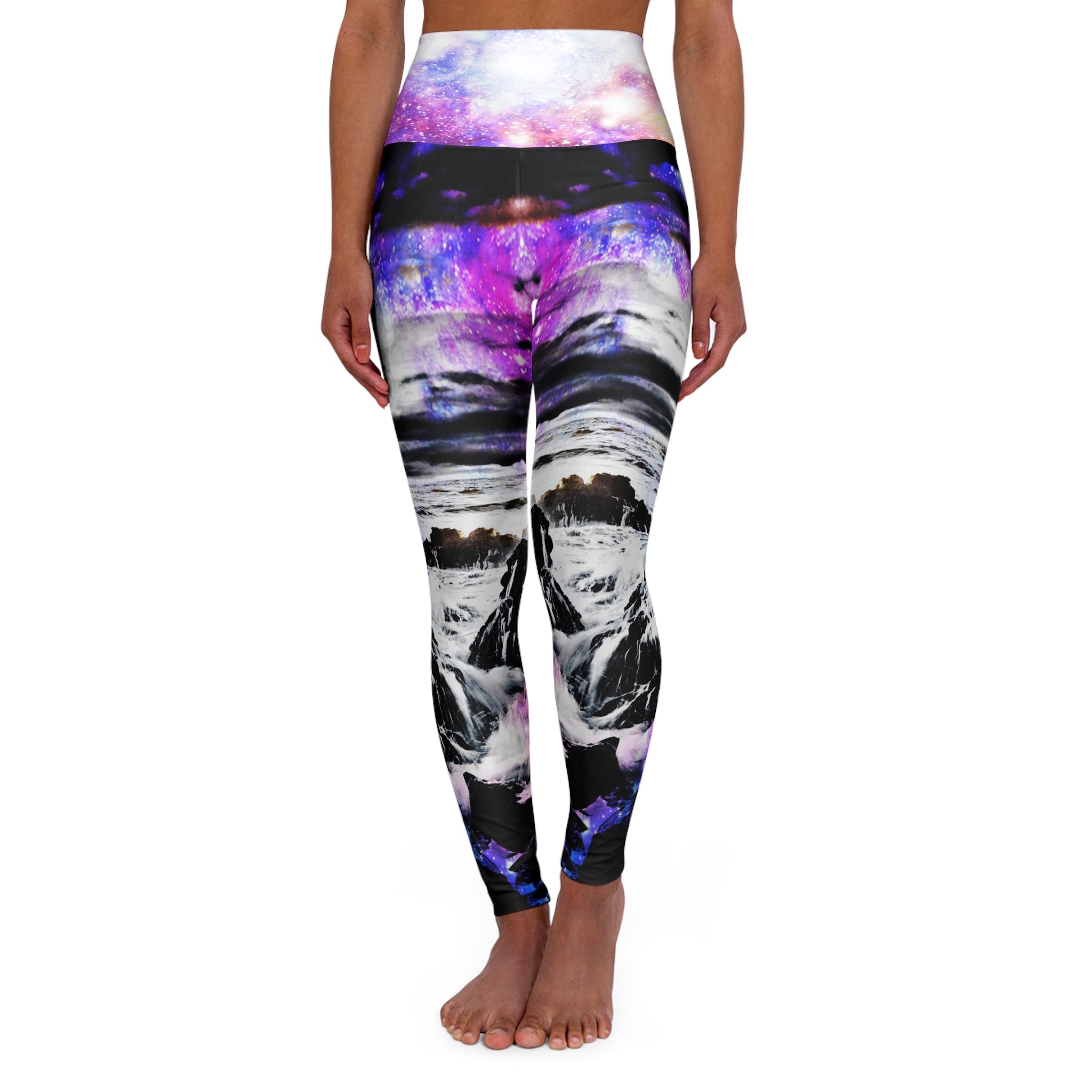 Rainbow Universe Cosmic Falls Dreams High Waisted Yoga Leggings