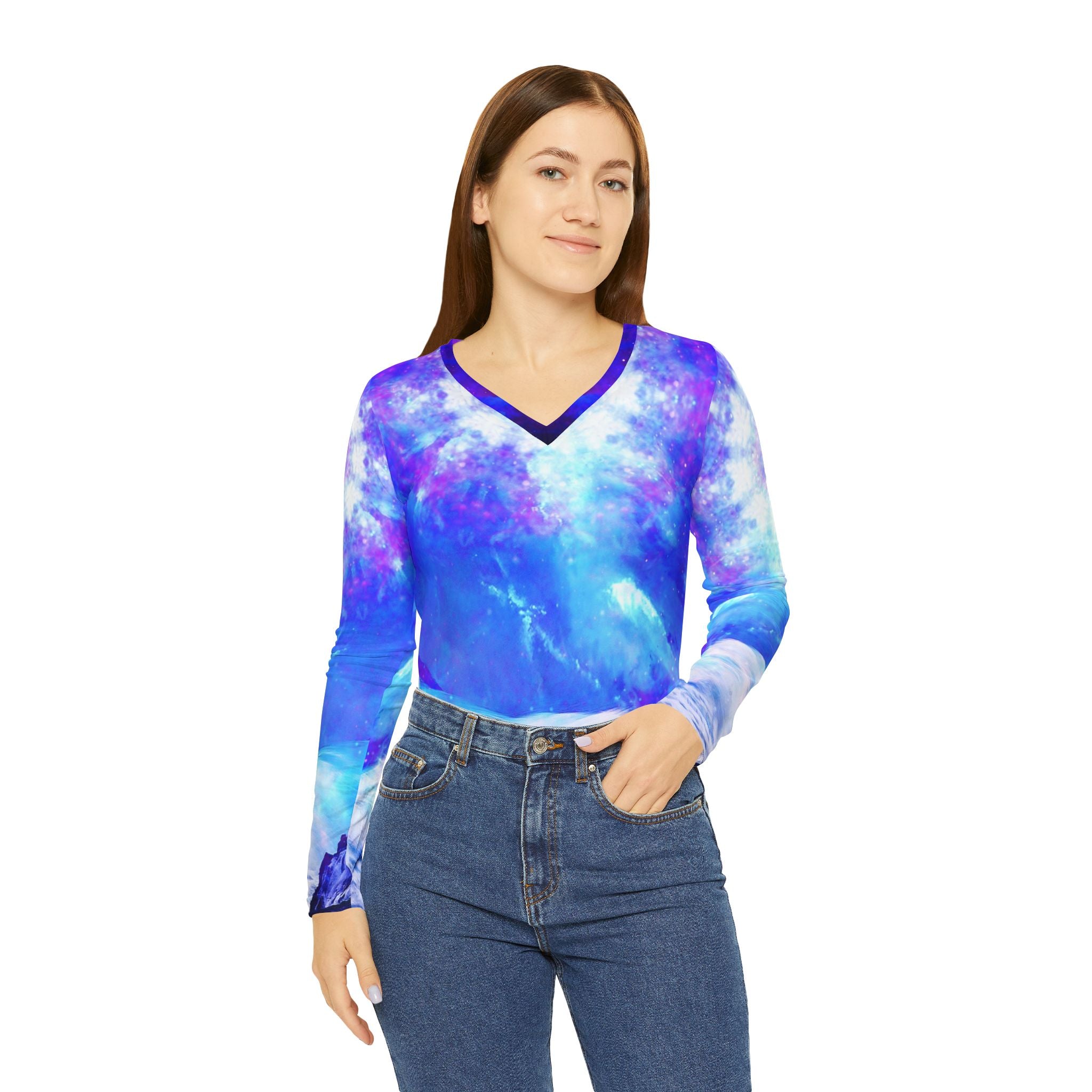 Ajna Serenity Bay Dreams Women's Long Sleeve V-neck Shirt