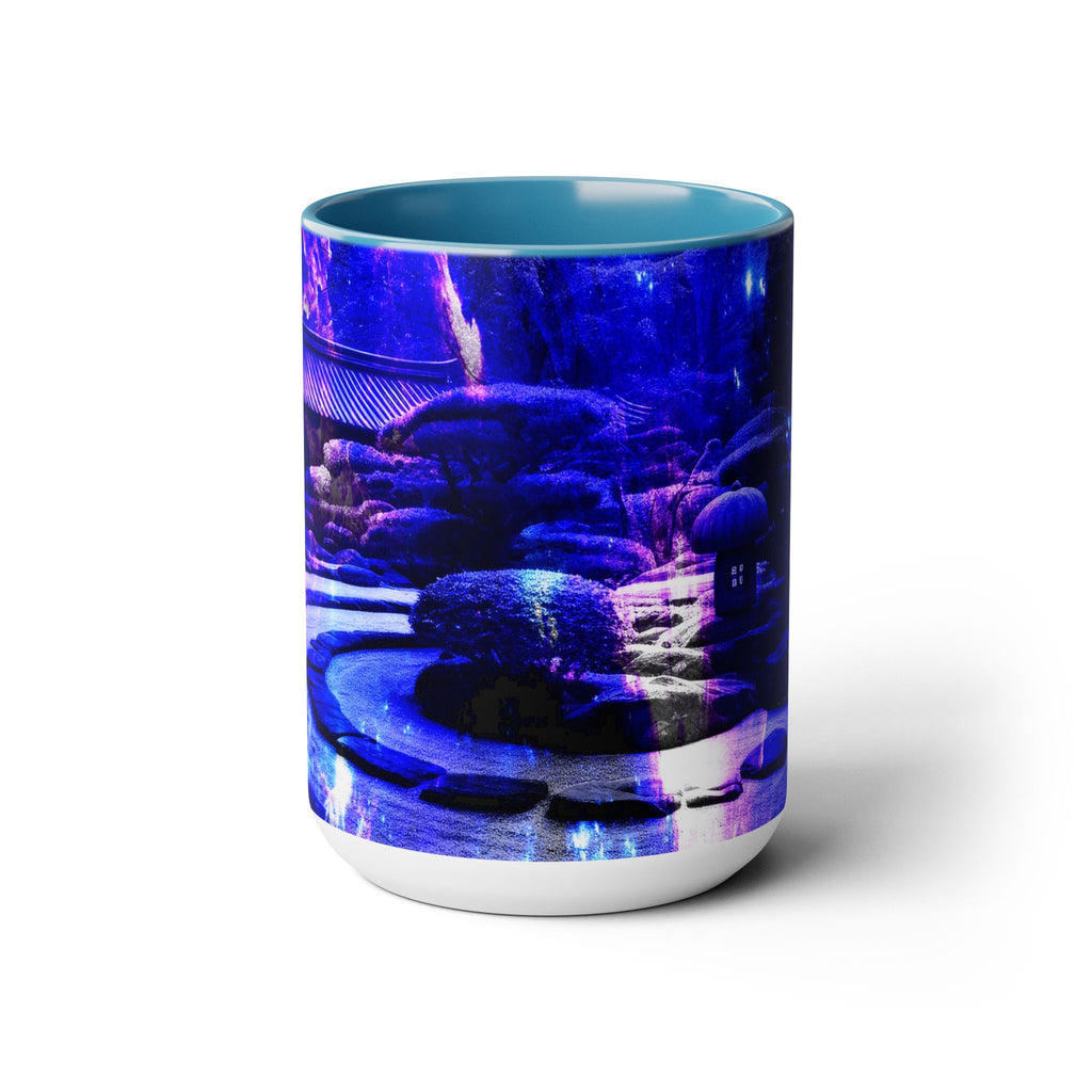 Amethyst Sapphire Tranquil Garden Dreams Two-Tone Coffee Mugs, 15oz