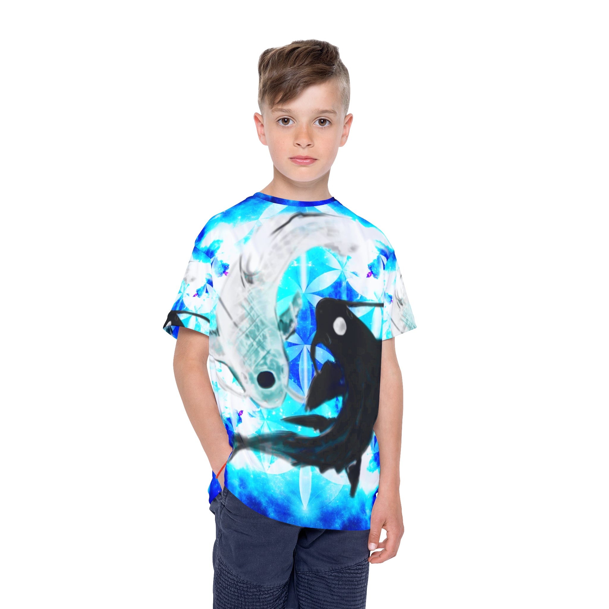 Amen Jin's Mandala of Dragon Fire Koi Meditations Kids Sports Jersey