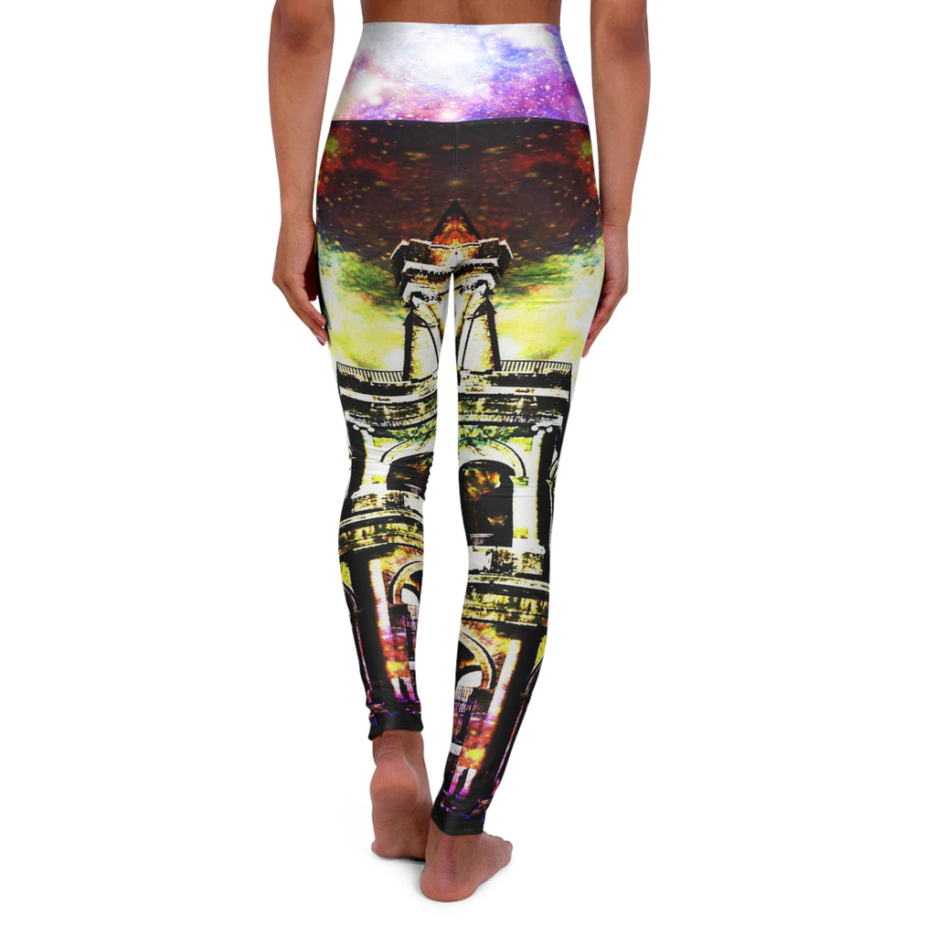 Rainbow Universe Dreams of Roman Patterns Past High Waisted Yoga Leggings