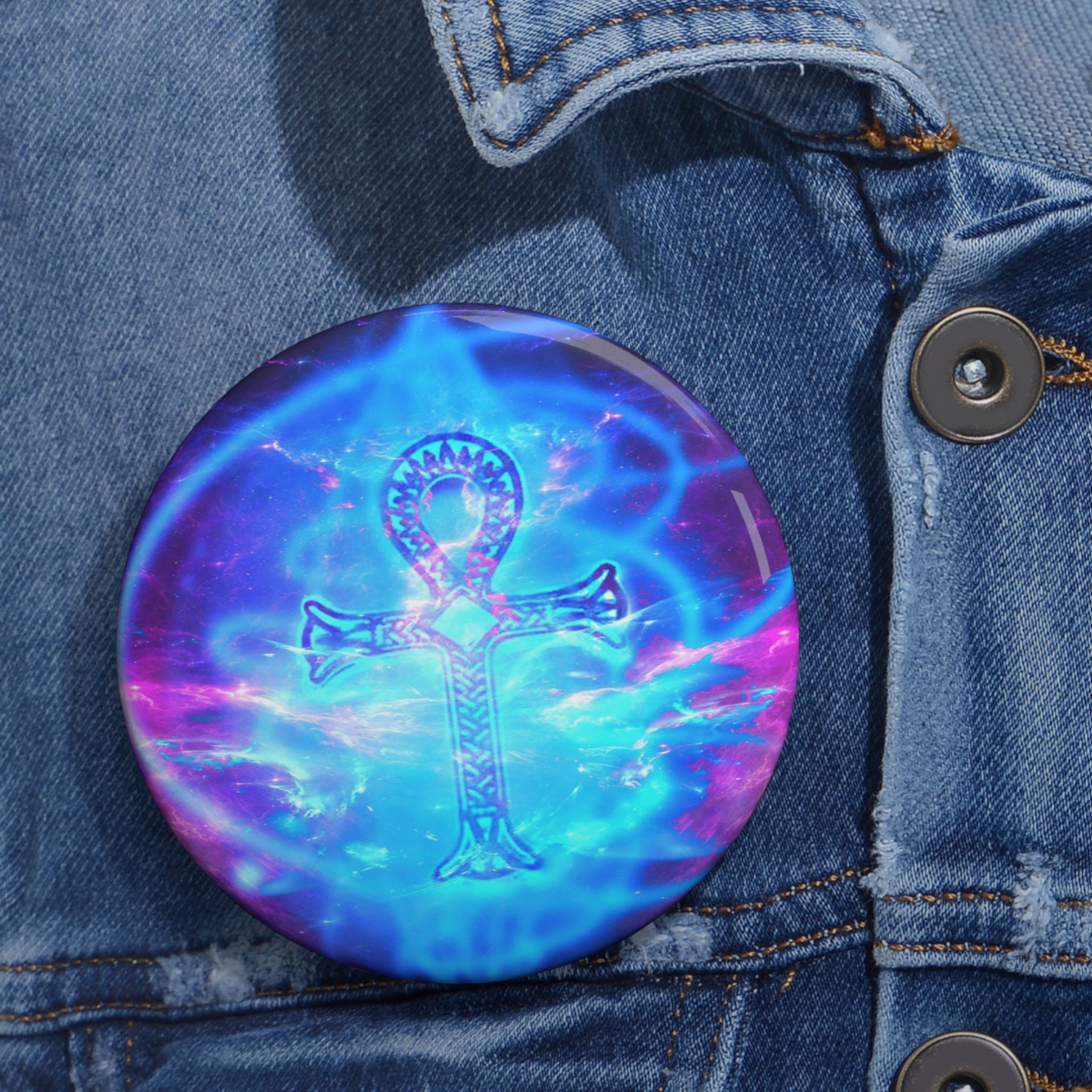 Amethyst Ankh Dreams Pin Buttons
