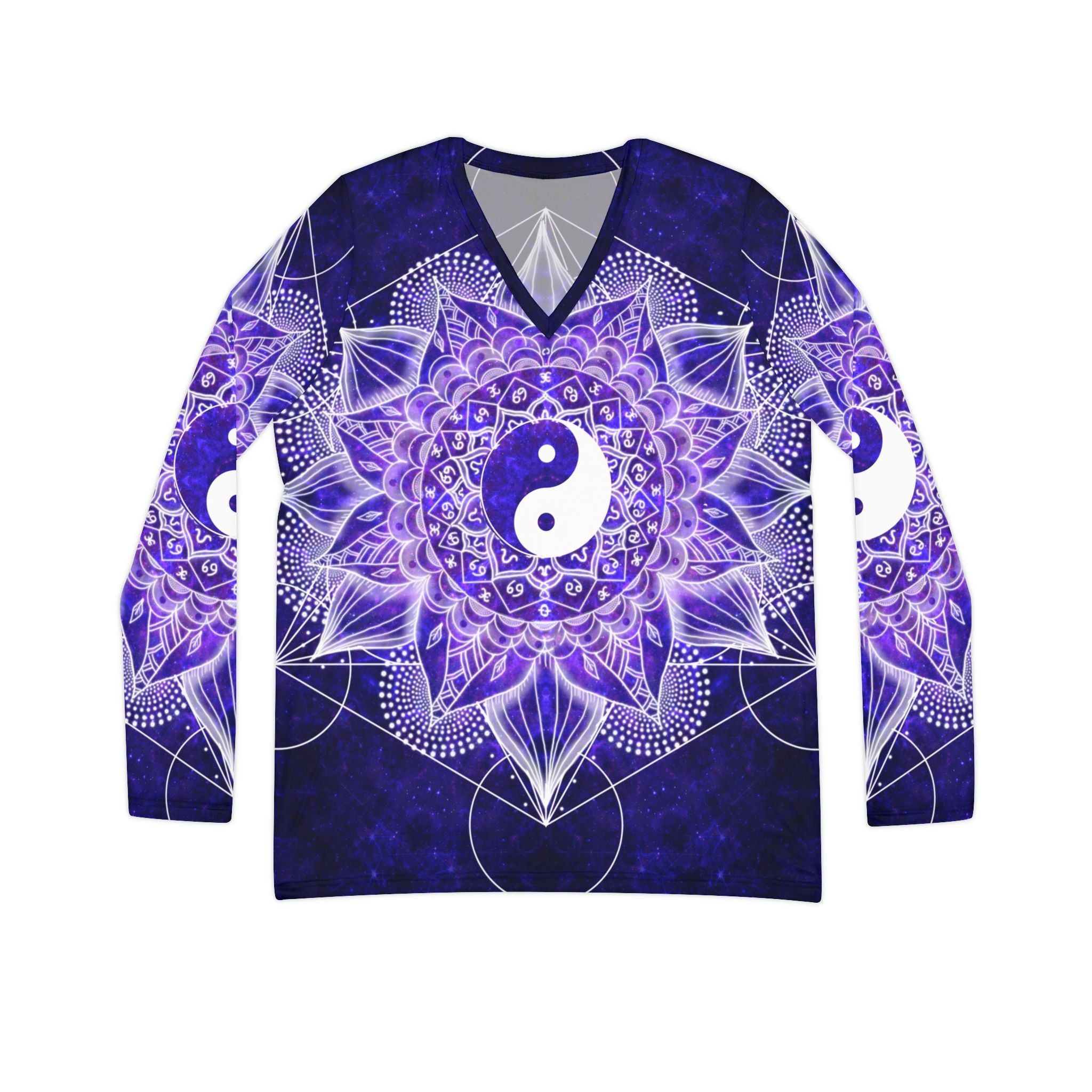 Katerina's Dragon's Eye Yin Yang Meditations Long Sleeve V-neck Shirt