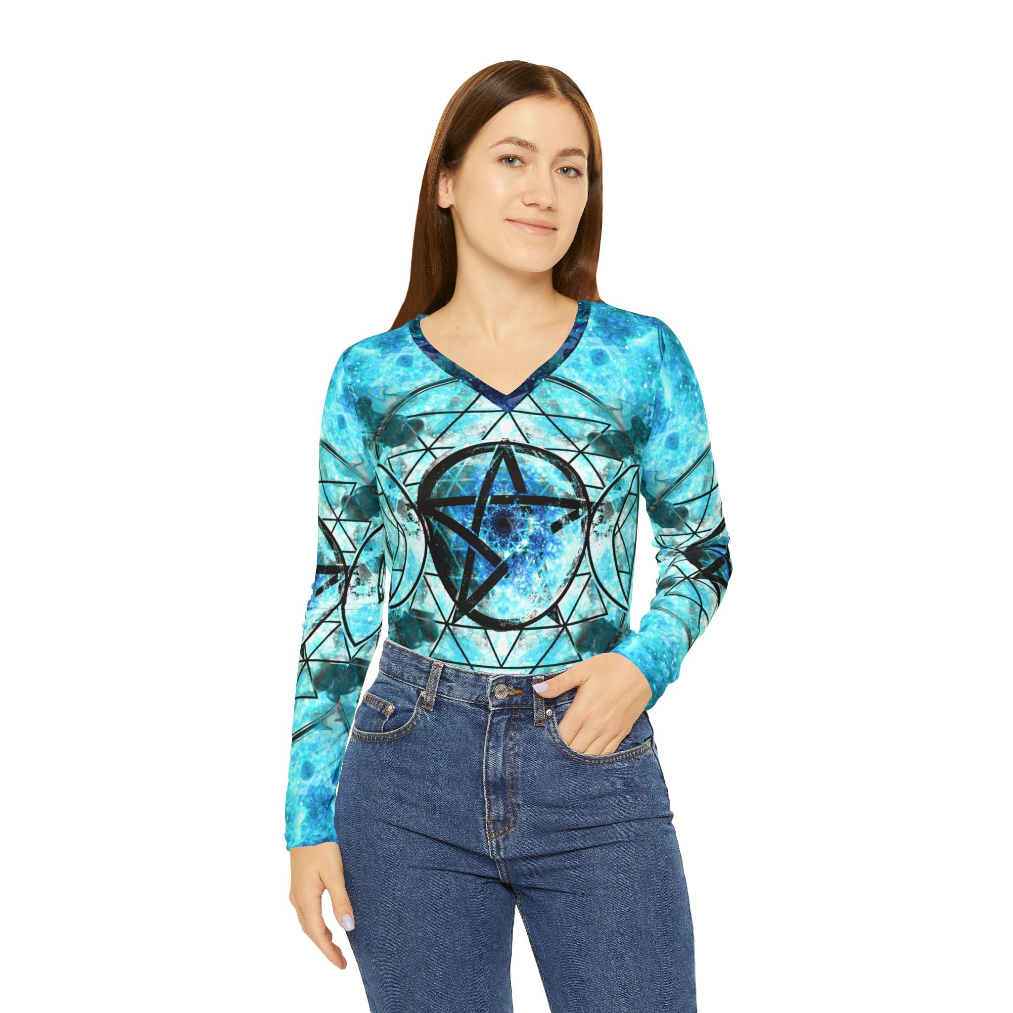 Amen Jin's all the White Horses Triple Goddess Meditations Long Sleeve V-neck