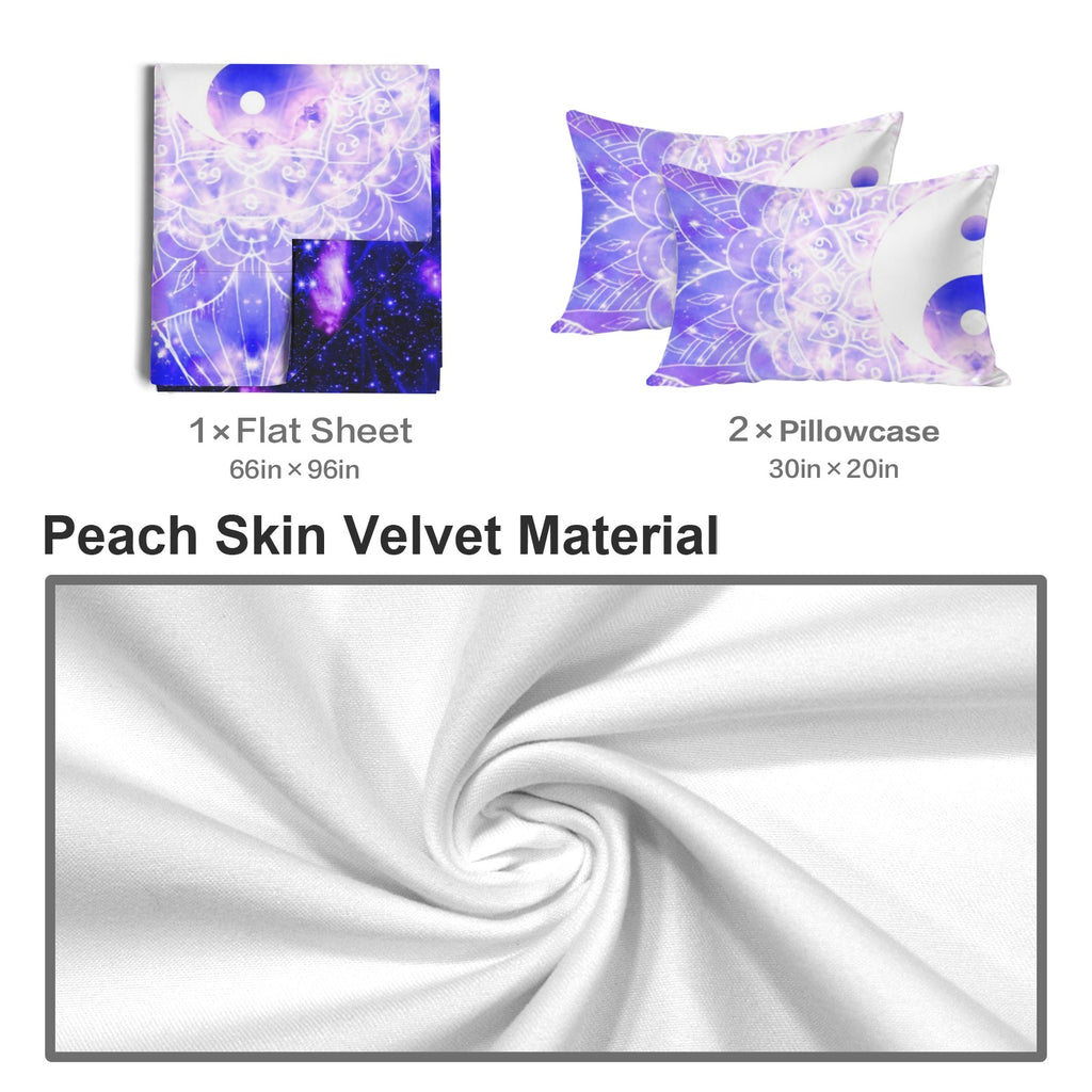 Katerina's Psyche Yin Yang Meditations 3-Piece Bedding Set (Bed Sheet + Pillowcases)  | Ships from USA