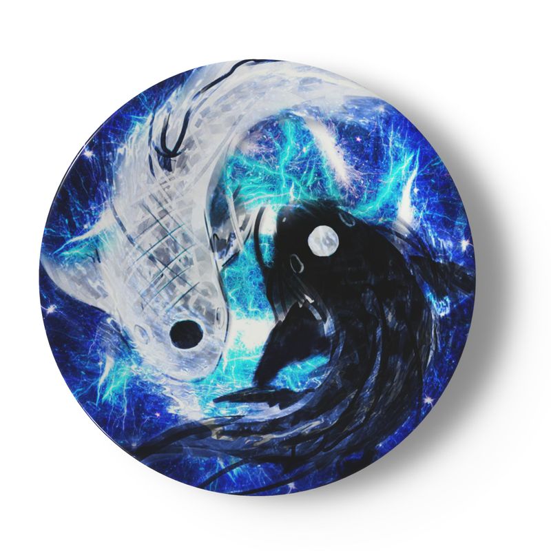 Katerina’s Mandala of Electric Dragon Fire Desires Koi Dreams Plates