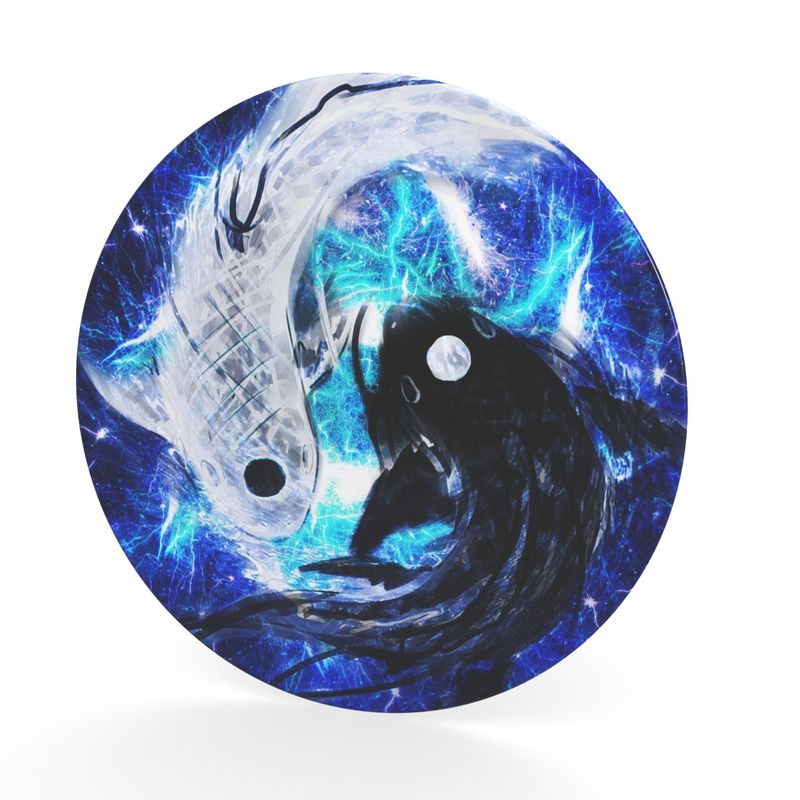 Katerina's Mandala of Electric Dragon Fire Desires Koi Dreams Plate